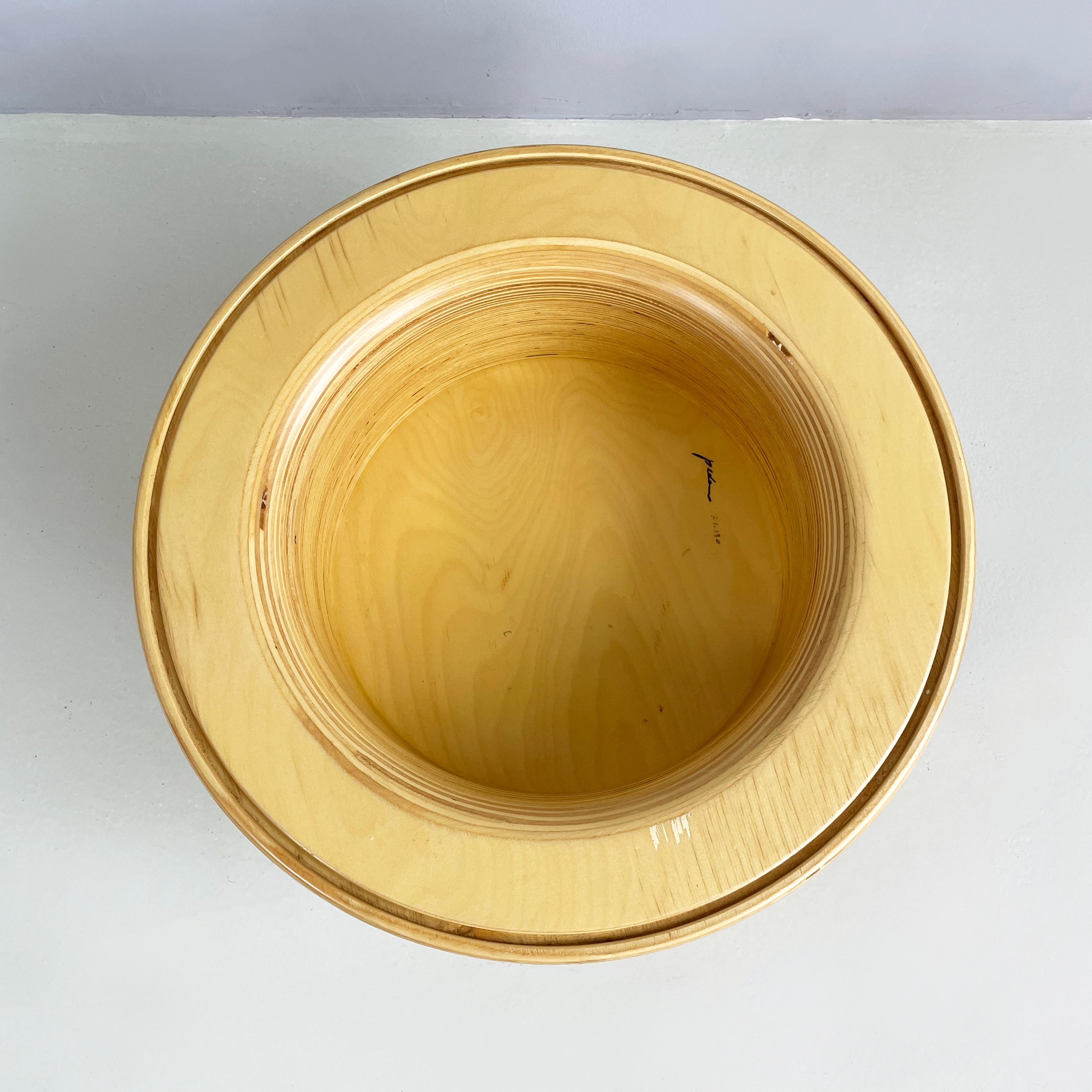 Vaso da terra rotondo o mobile bar in legno moderno italiano di Pino Pedano, anni '80 In condizioni buone a MIlano, IT