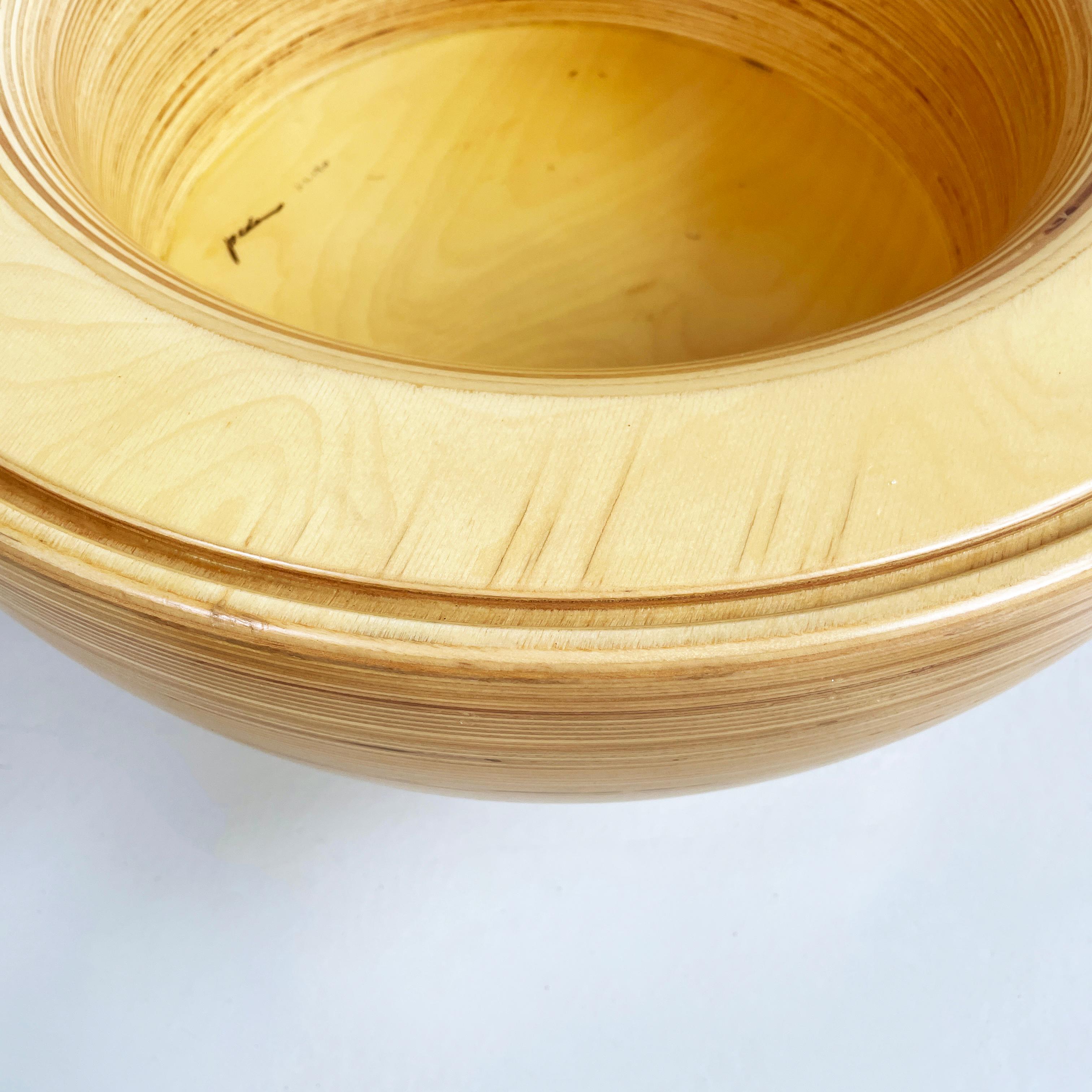 Vaso da terra rotondo o mobile bar in legno moderno italiano di Pino Pedano, anni '80 1