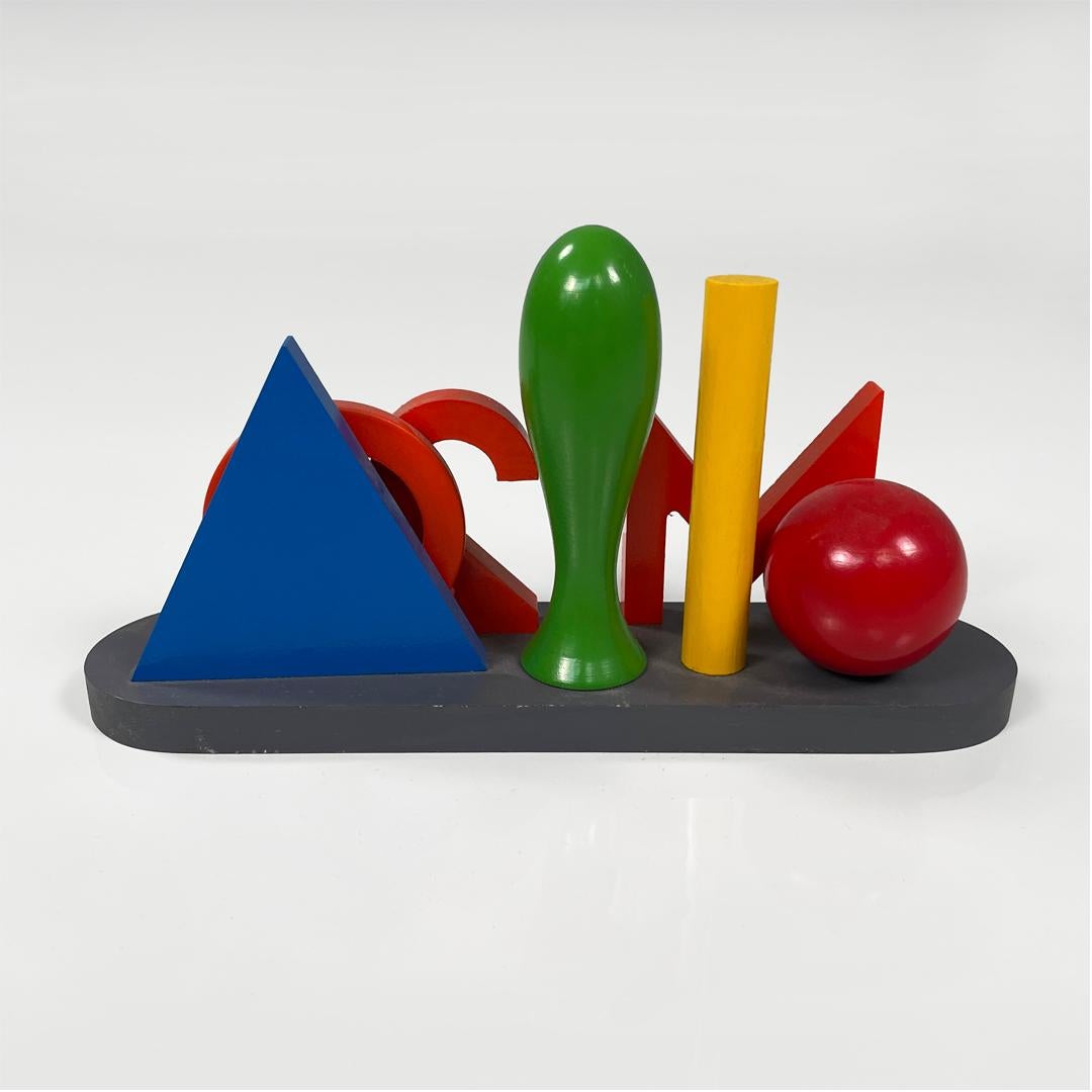 Late 20th Century Italian modern wooden sculpture by Lucio Del Pezzo for Olivetti, 1982 in vendita