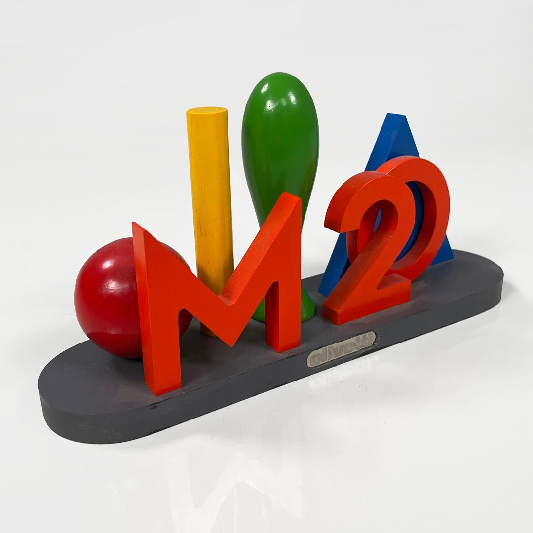 Italian modern wooden sculpture by Lucio Del Pezzo for Olivetti, 1982 in vendita 3
