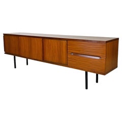 Vintage Italian modern wooden sideboard with sliding doors and drawers by Dal Vera 1970s