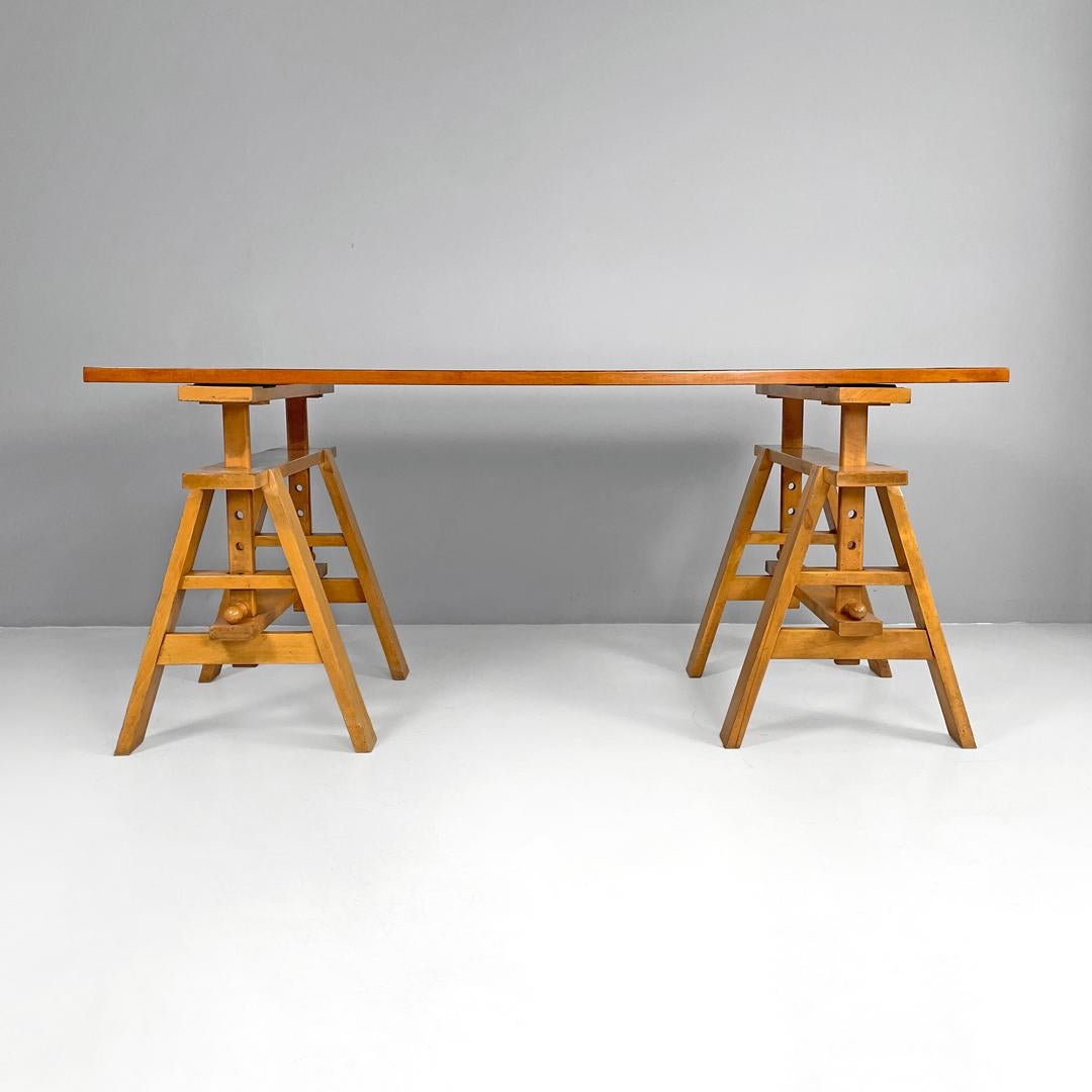 Italian modern working table Leonardo by Achille Castiglioni for Zanotta, 1970s In Good Condition For Sale In MIlano, IT