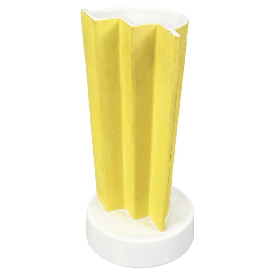 Vase en céramique jaune moderne italienne ET1 d'Ettore Sottsass pour A. Sarri, années 1990