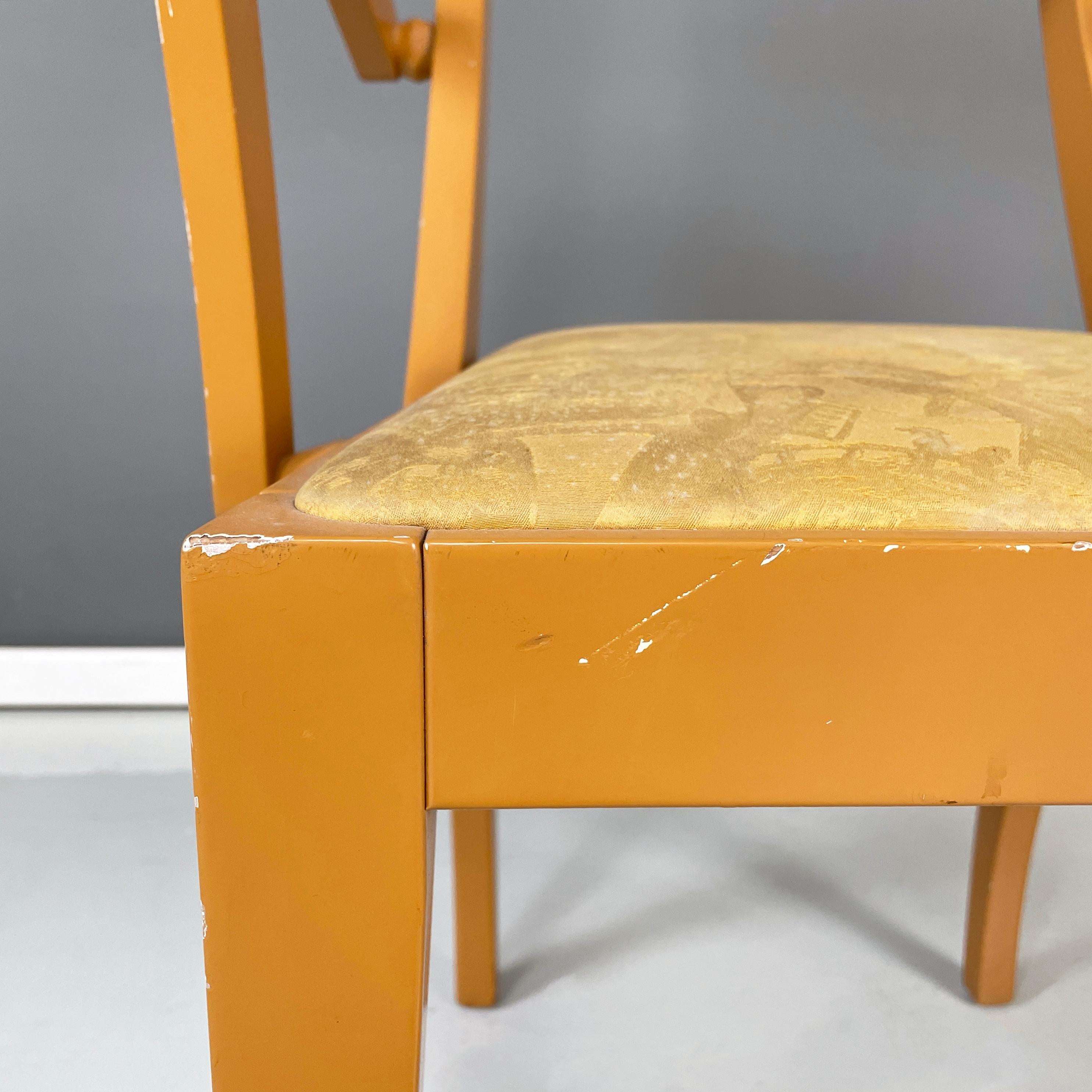 Italian modern yellow fabric and wooden chair by Bros/s, 1980s For Sale 5
