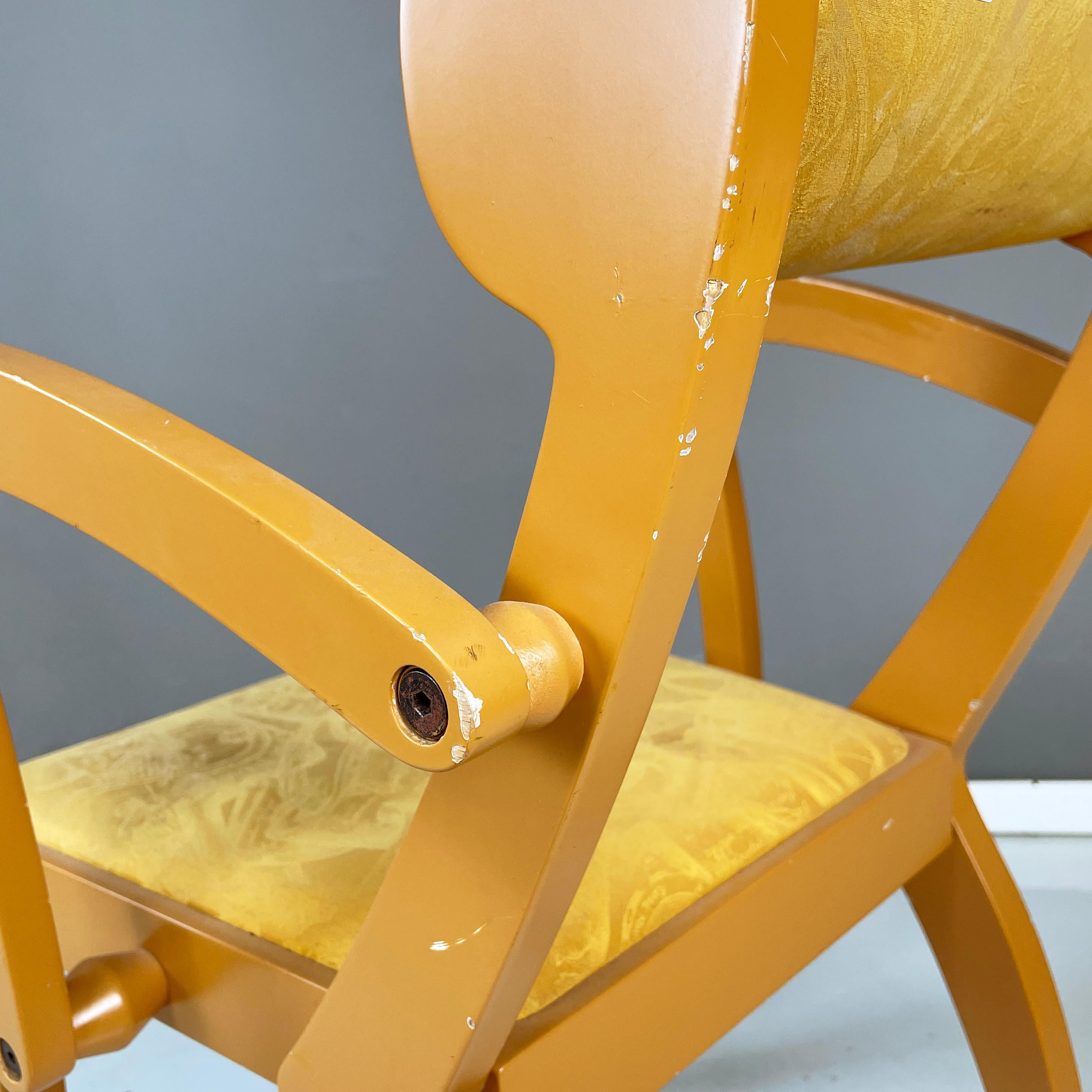 Italian modern yellow fabric and wooden chair by Bros/s, 1980s For Sale 9