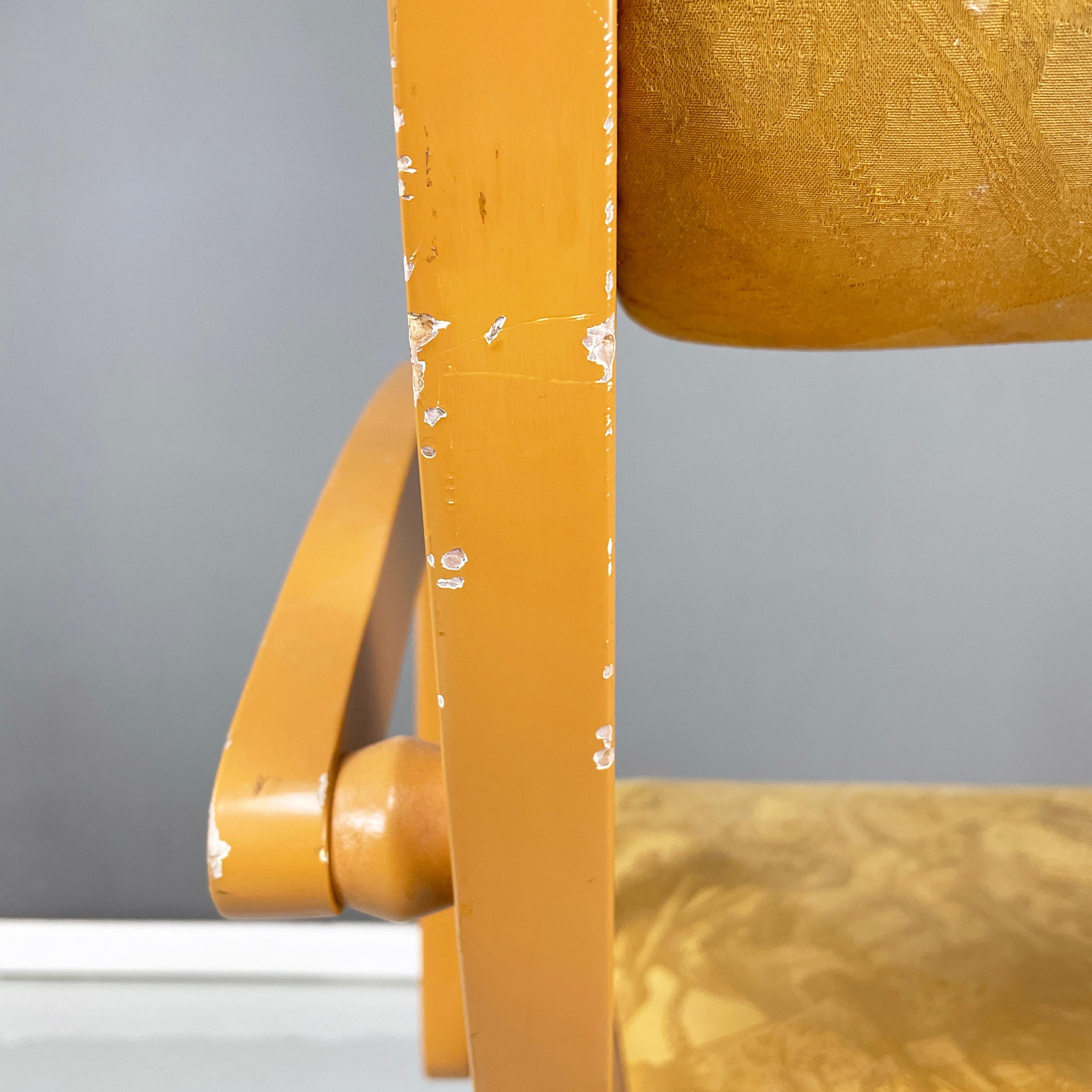 Chaise moderne italienne en bois et tissu jaune par Bros/s, années 1980 en vente 10