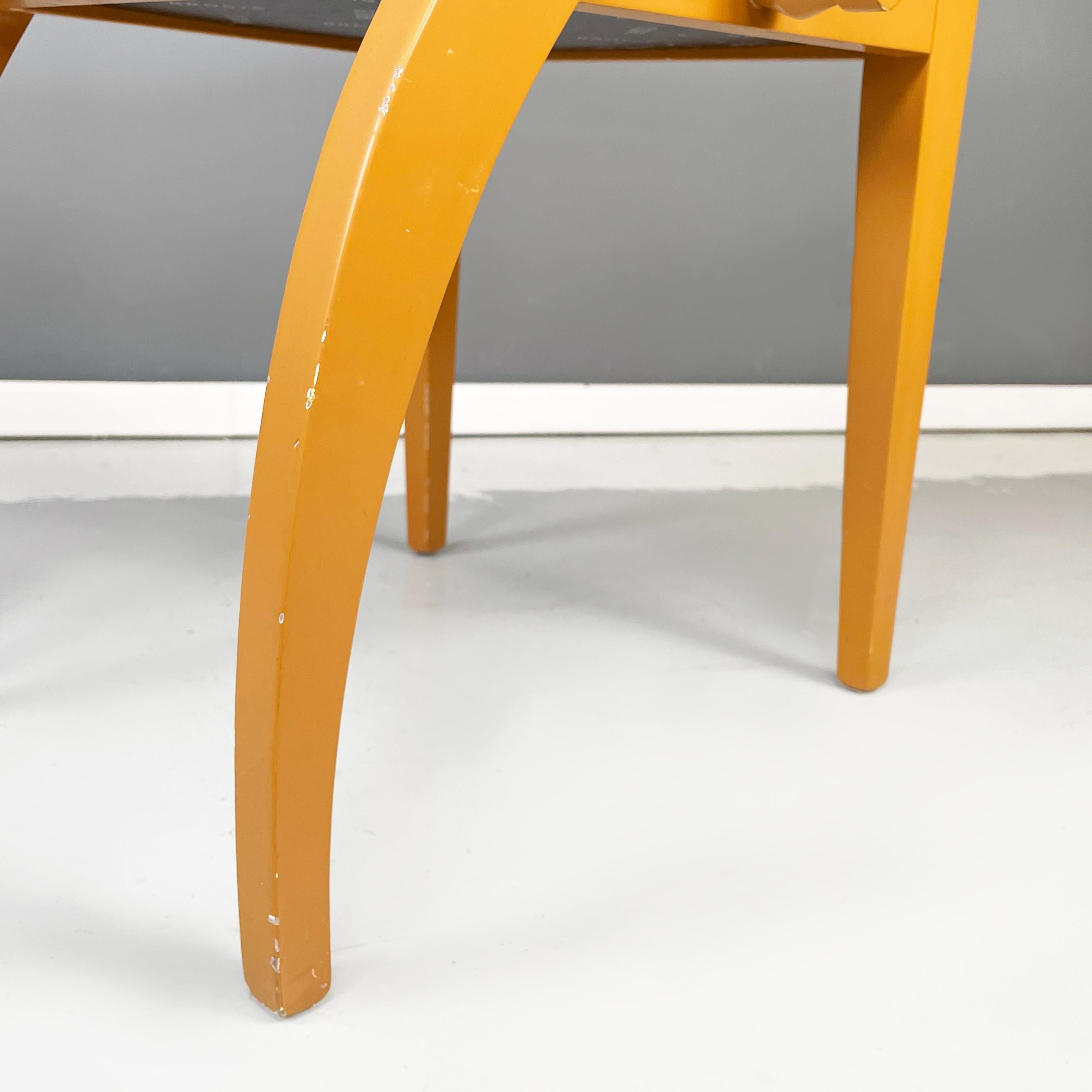 Italian modern yellow fabric and wooden chair by Bros/s, 1980s For Sale 13