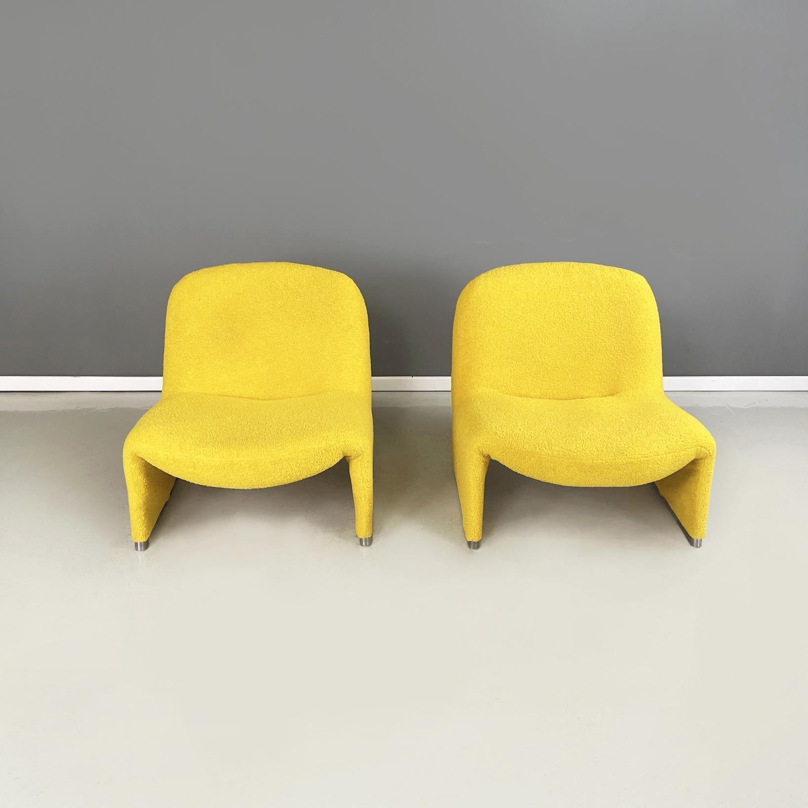 Modern Italian modern yellow fabric Armchairs Alky by Piretti for Anonima Castelli 1970 For Sale