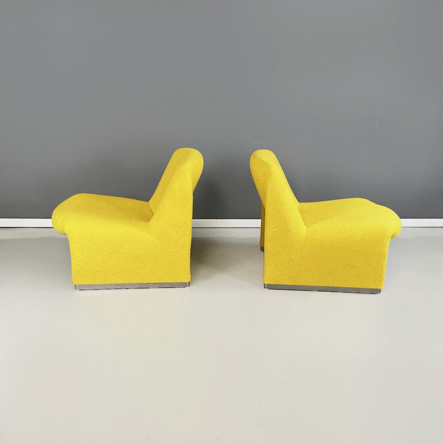 Italian modern yellow fabric Armchairs Alky by Piretti for Anonima Castelli 1970 In Good Condition For Sale In MIlano, IT