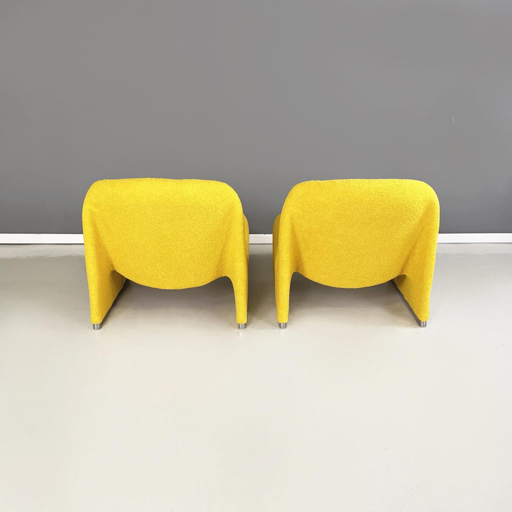 Late 20th Century Italian modern yellow fabric Armchairs Alky by Piretti for Anonima Castelli 1970 For Sale