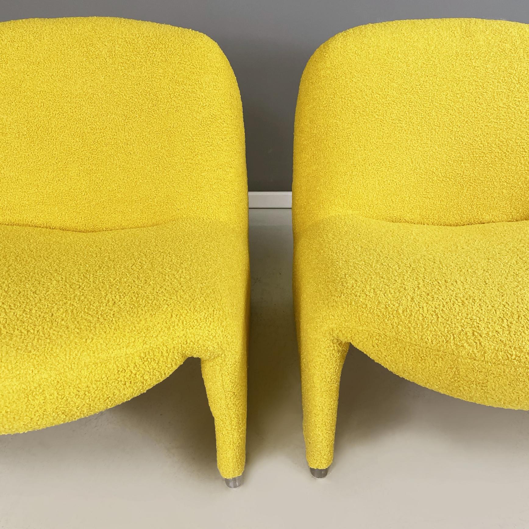 Aluminum Italian modern yellow fabric Armchairs Alky by Piretti for Anonima Castelli 1970 For Sale