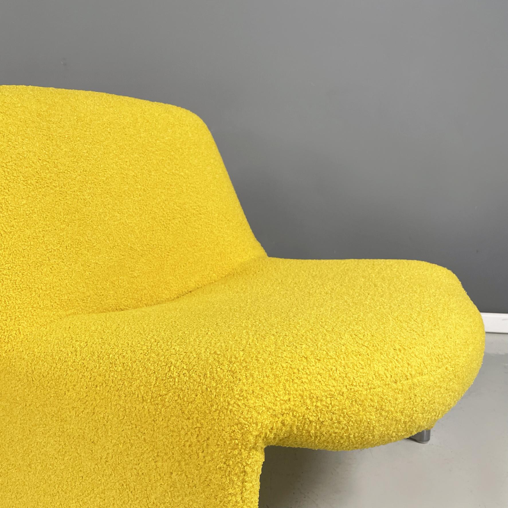 Italienische moderne gelbe Stoff Sessel Alky von Piretti für Anonima Castelli 1970 (Aluminium) im Angebot