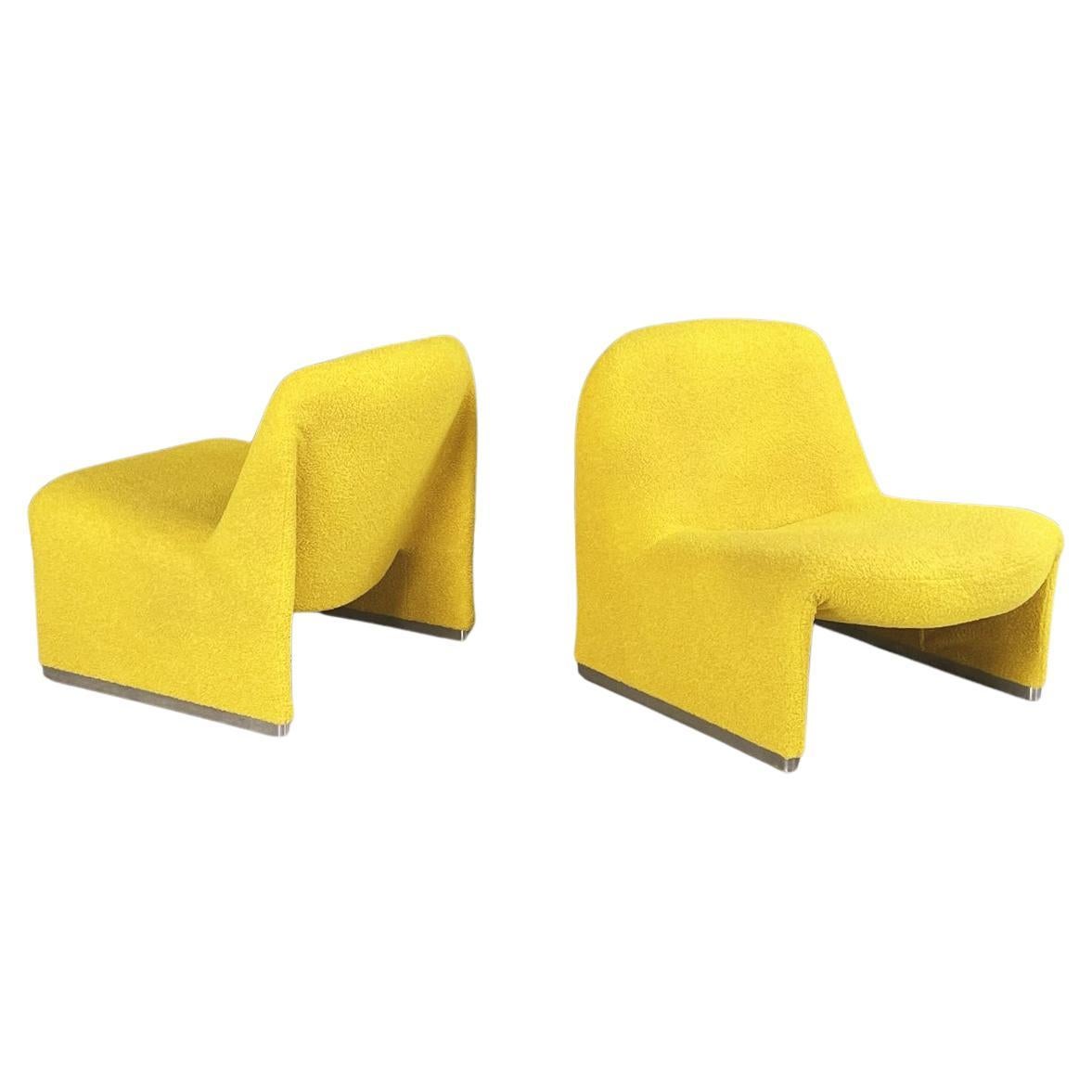 Italian modern yellow fabric Armchairs Alky by Piretti for Anonima Castelli 1970 For Sale