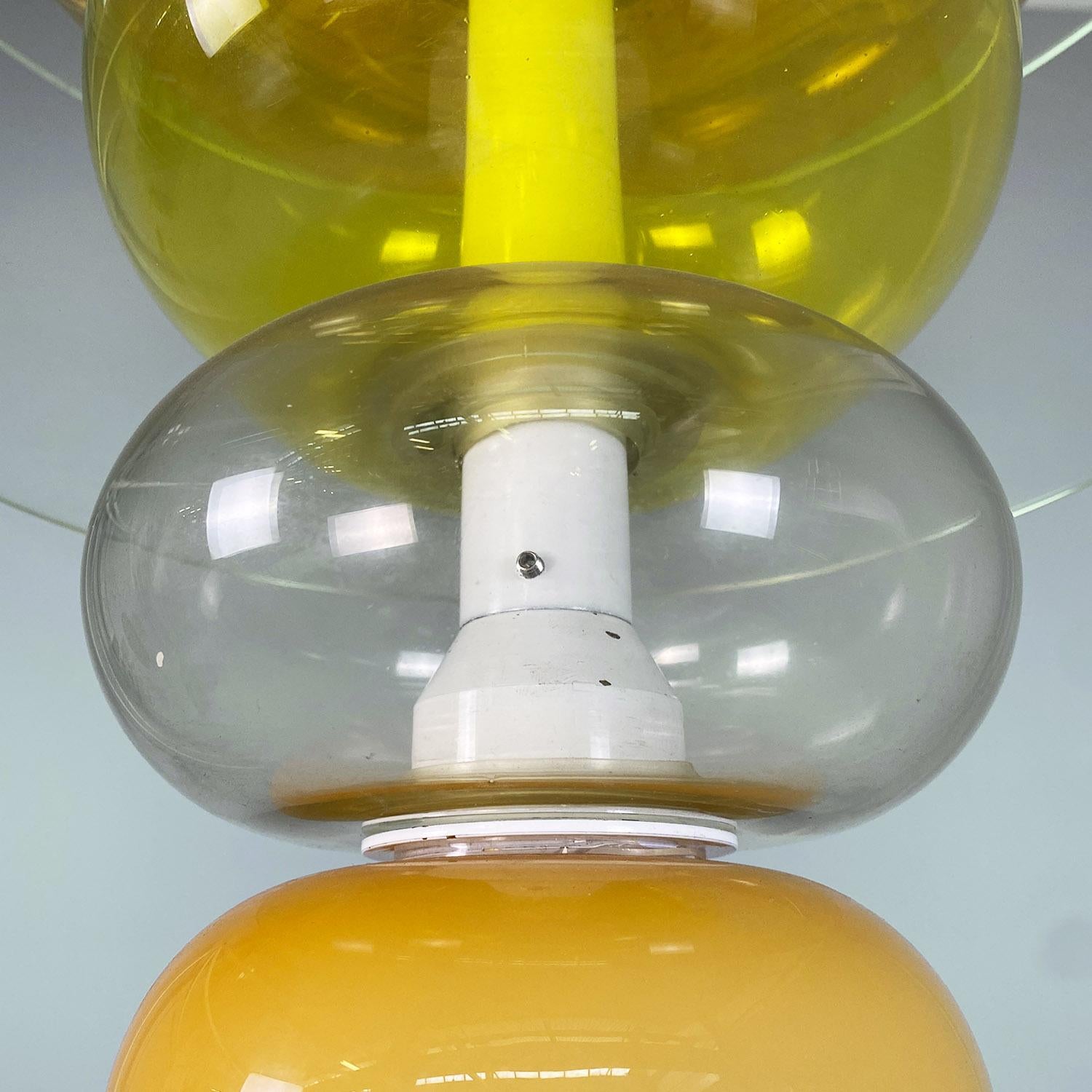 Italian modern yellow glass chandelier Firenze, Ettore Sottsass for Venini, 1990 For Sale 4