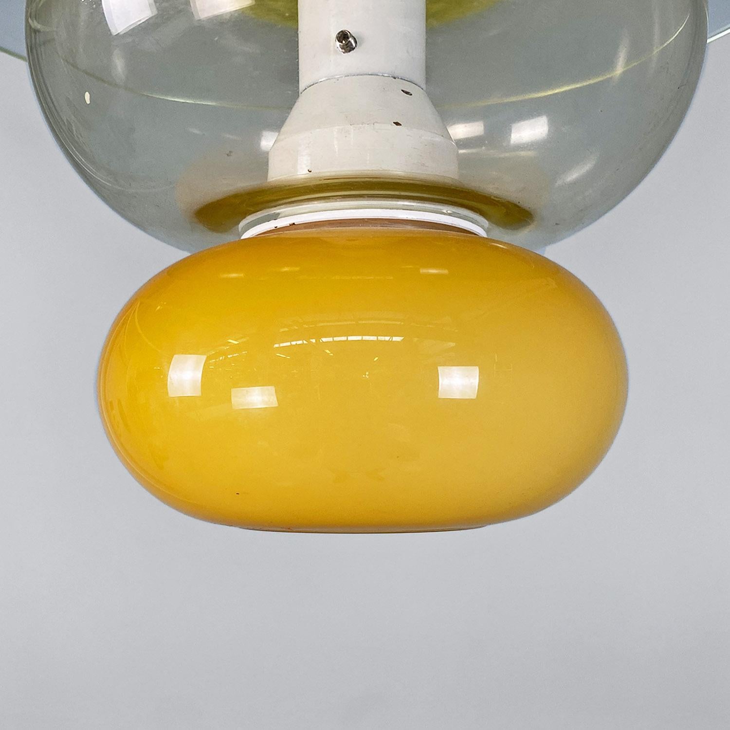 Late 20th Century Italian modern yellow glass chandelier Firenze, Ettore Sottsass for Venini, 1990 For Sale