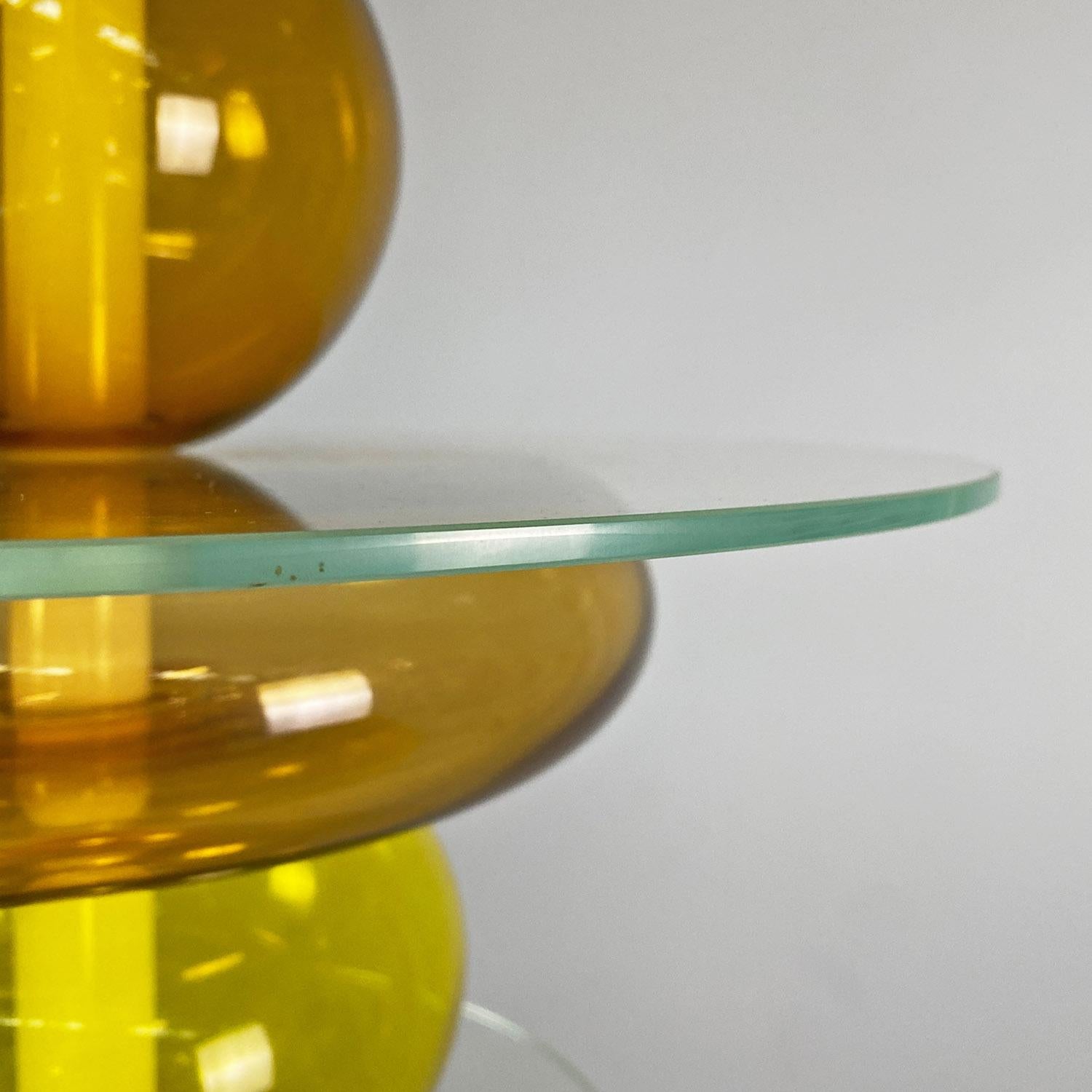 Metal Italian modern yellow glass chandelier Firenze, Ettore Sottsass for Venini, 1990 For Sale
