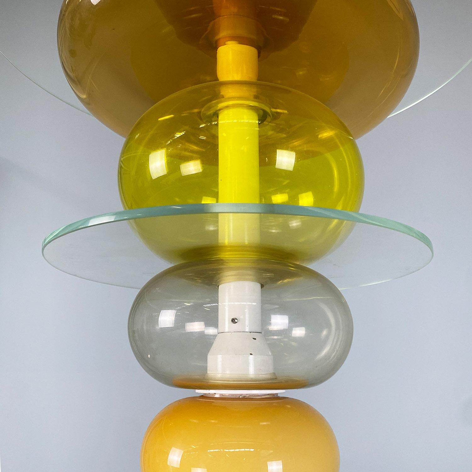 Italian modern yellow glass chandelier Firenze, Ettore Sottsass for Venini, 1990 For Sale 1