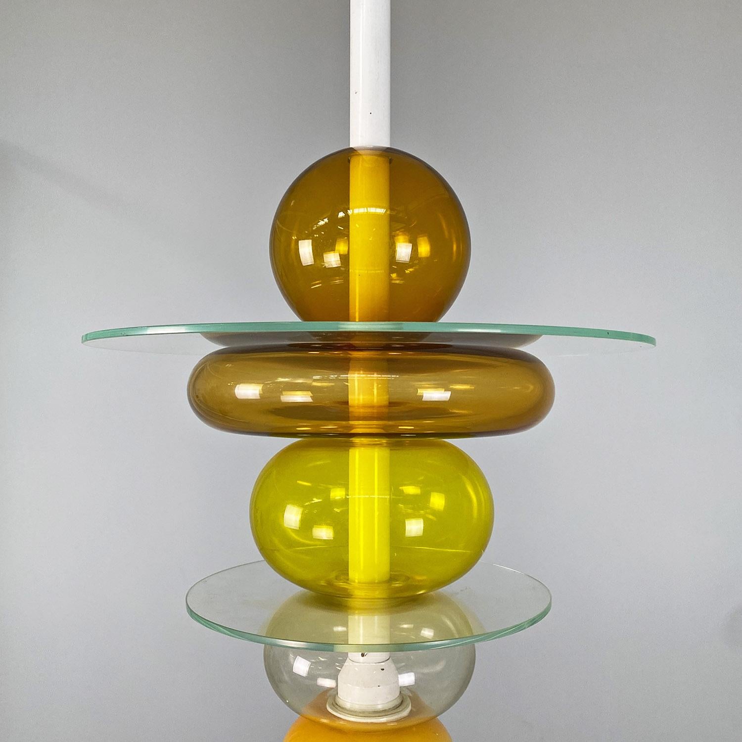 Italian modern yellow glass chandelier Firenze, Ettore Sottsass for Venini, 1990 For Sale 2