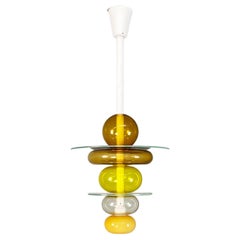Lustre moderne italien en verre jaune Firenze, Ettore Sottsass pour Venini, 1990