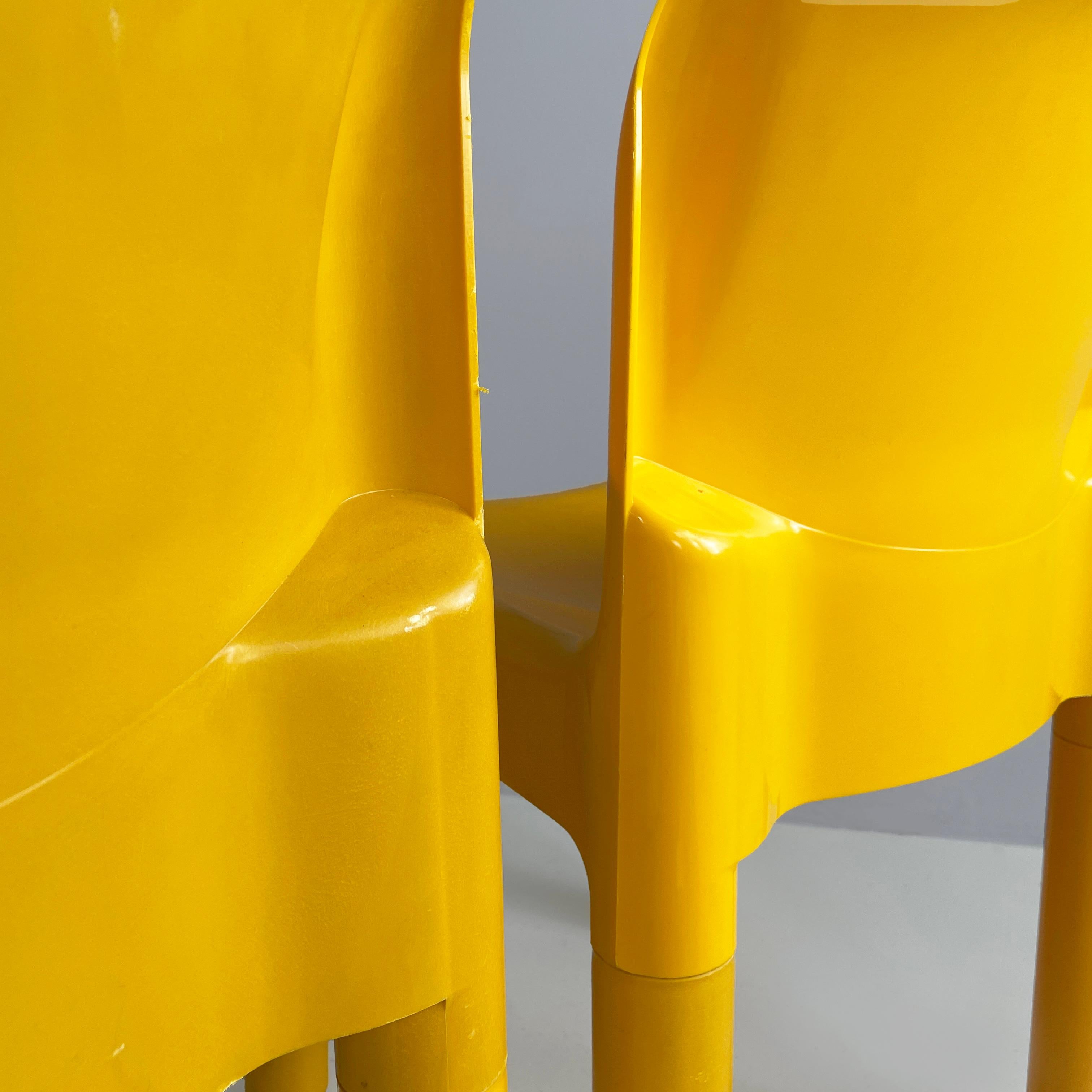 Italian modern Yellow plastic chairs 4875  by Carlo Bartoli for Kartell, 1970s For Sale 11