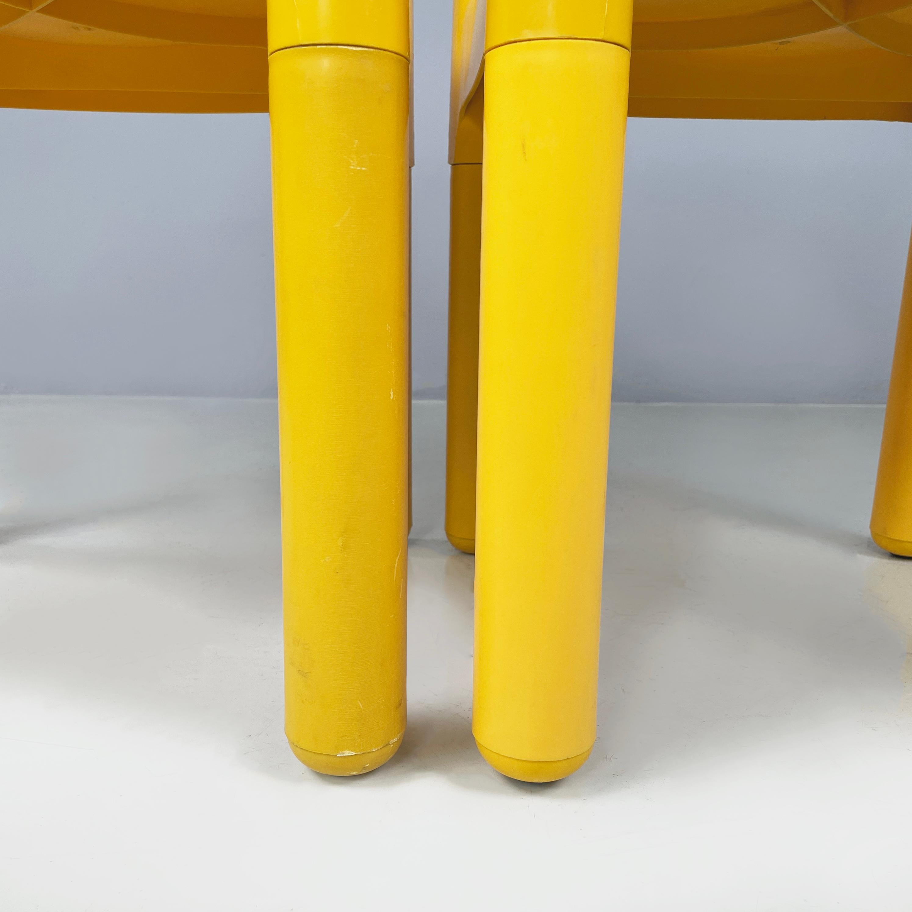 Italian modern Yellow plastic chairs 4875  by Carlo Bartoli for Kartell, 1970s For Sale 13