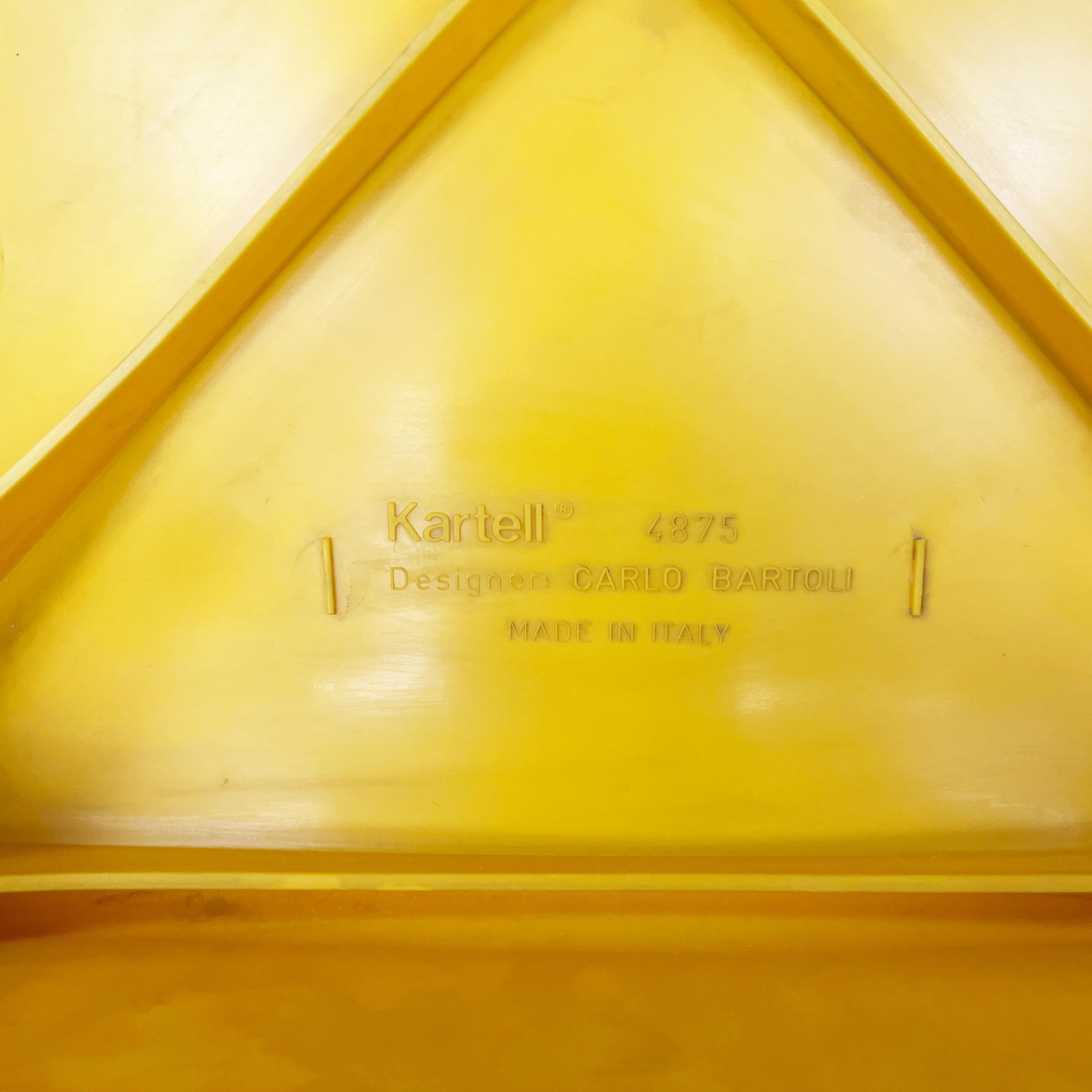 Italian modern Yellow plastic chairs 4875  by Carlo Bartoli for Kartell, 1970s For Sale 14
