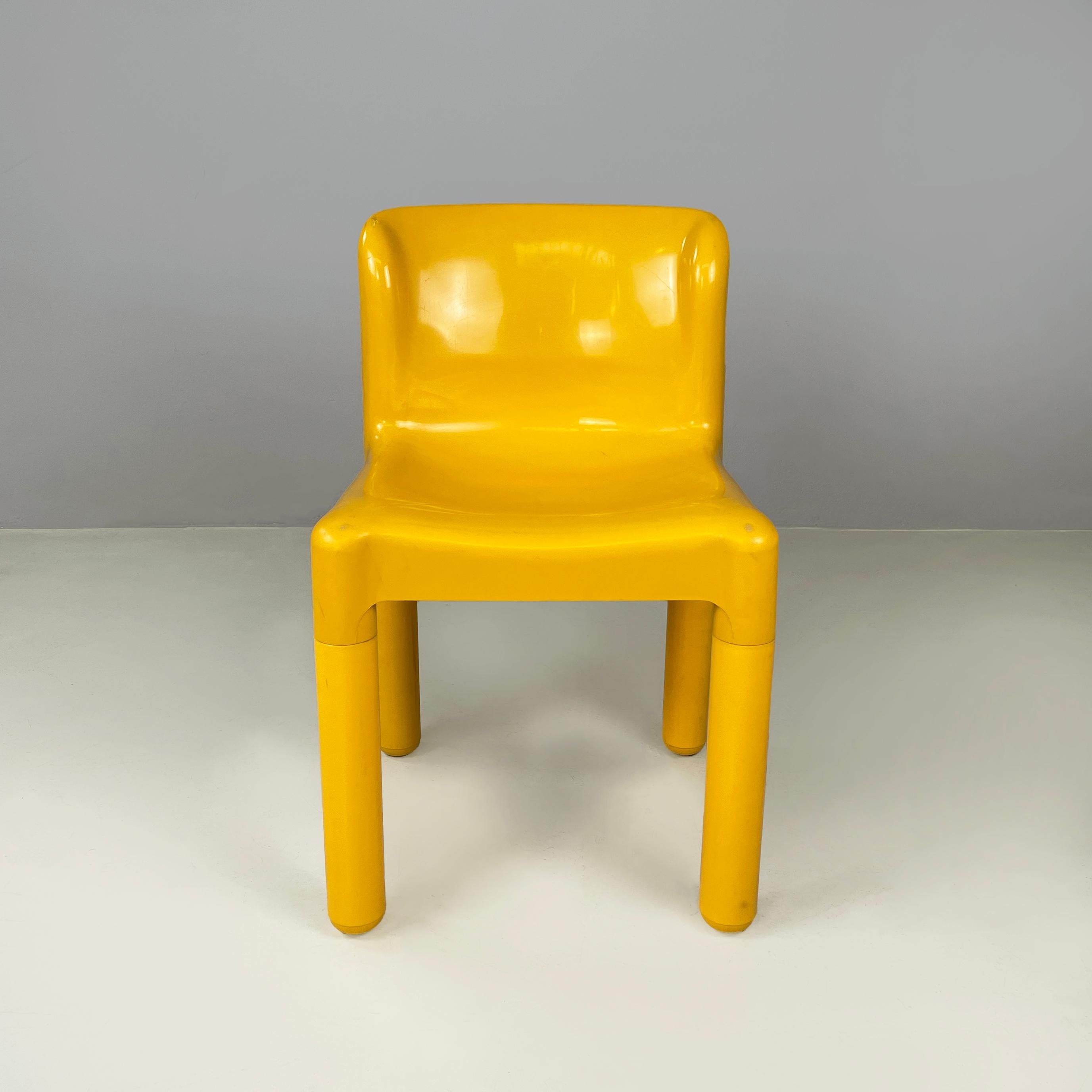 Modern Italian modern Yellow plastic chairs 4875  by Carlo Bartoli for Kartell, 1970s For Sale