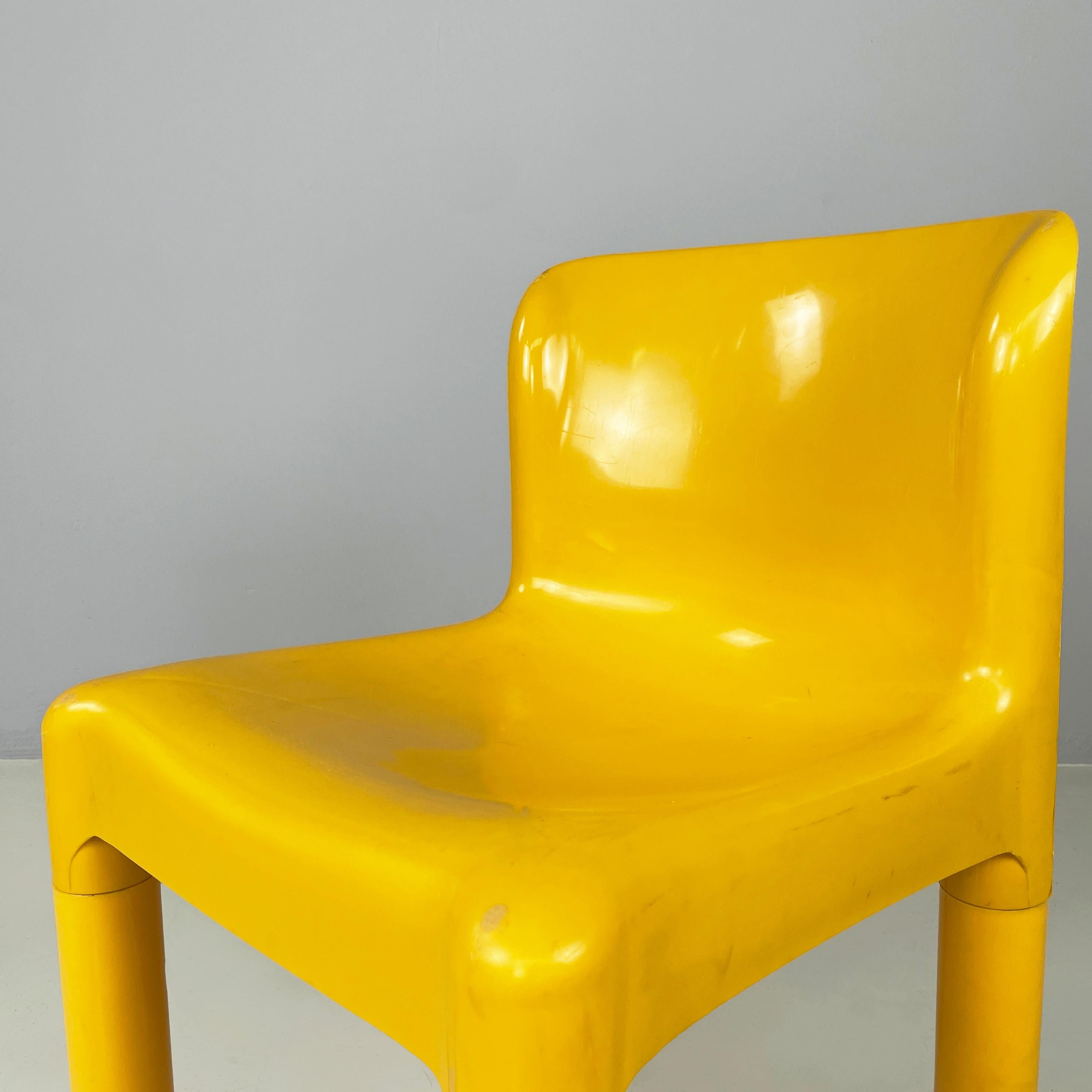 Italian modern Yellow plastic chairs 4875  by Carlo Bartoli for Kartell, 1970s For Sale 3