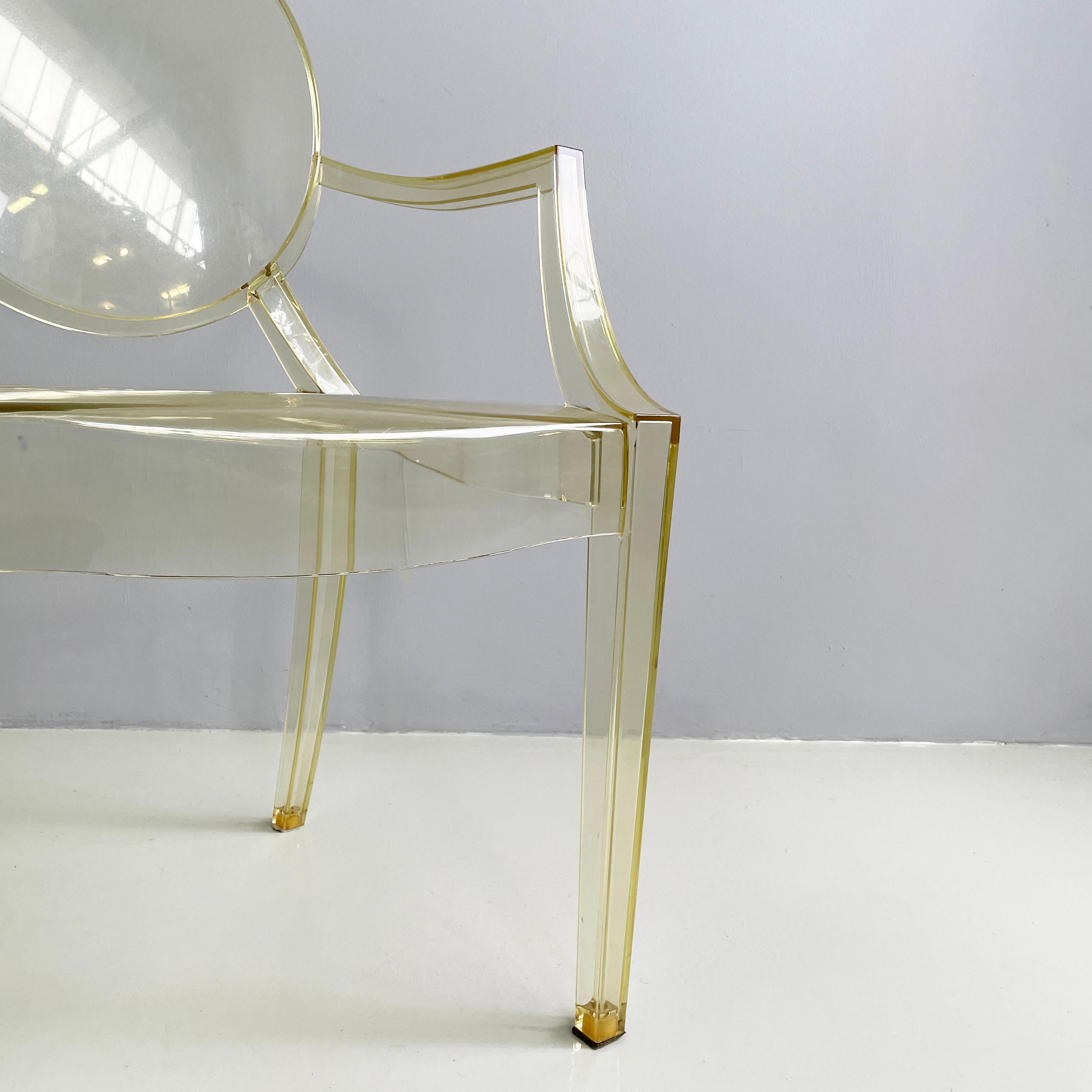 Italian modern Yellow plastic chairs Louis Ghost by Starck Kartell, 2000-2010s For Sale 12