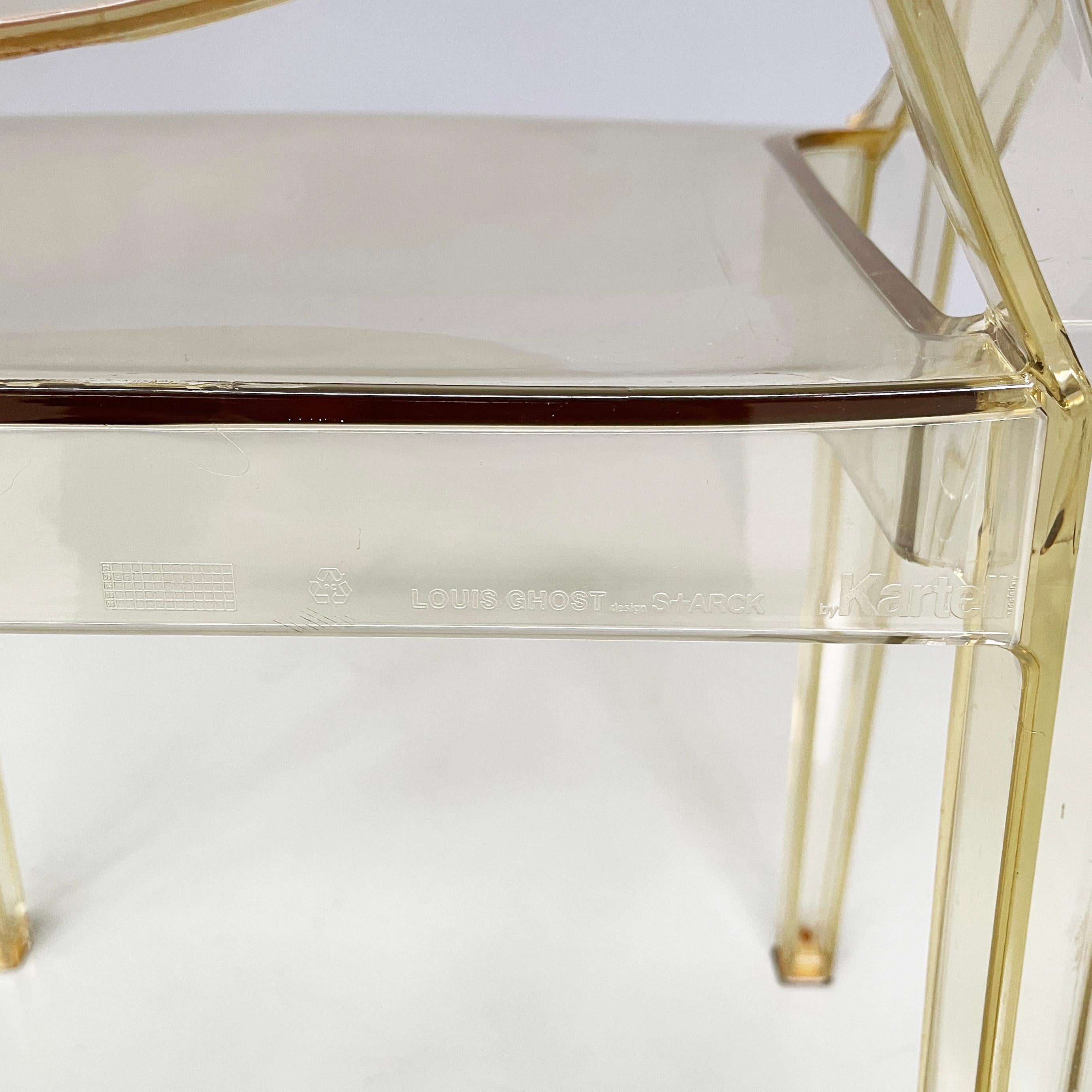 Italian modern Yellow plastic chairs Louis Ghost by Starck Kartell, 2000-2010s For Sale 14