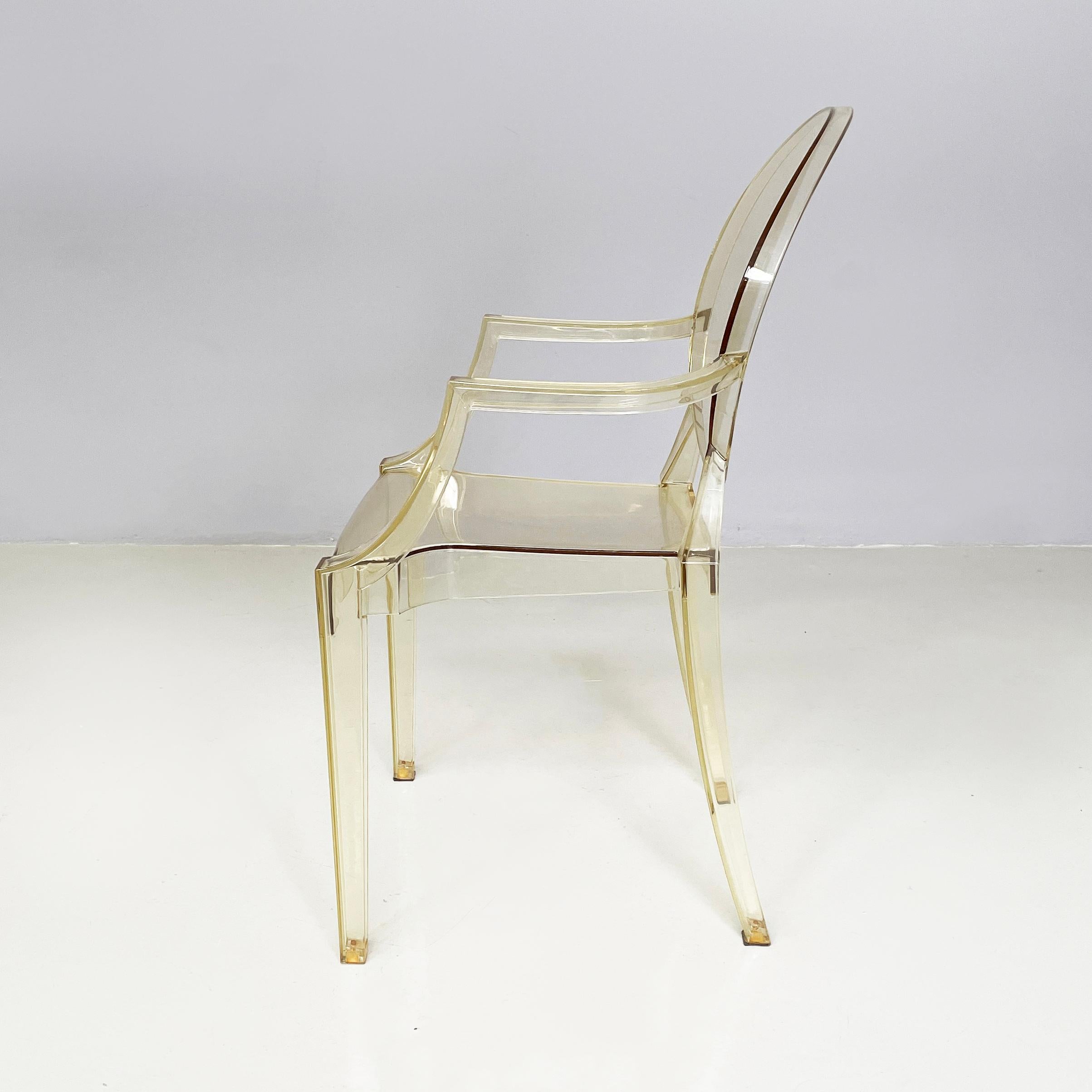 Modern Italian modern Yellow plastic chairs Louis Ghost by Starck Kartell, 2000-2010s For Sale