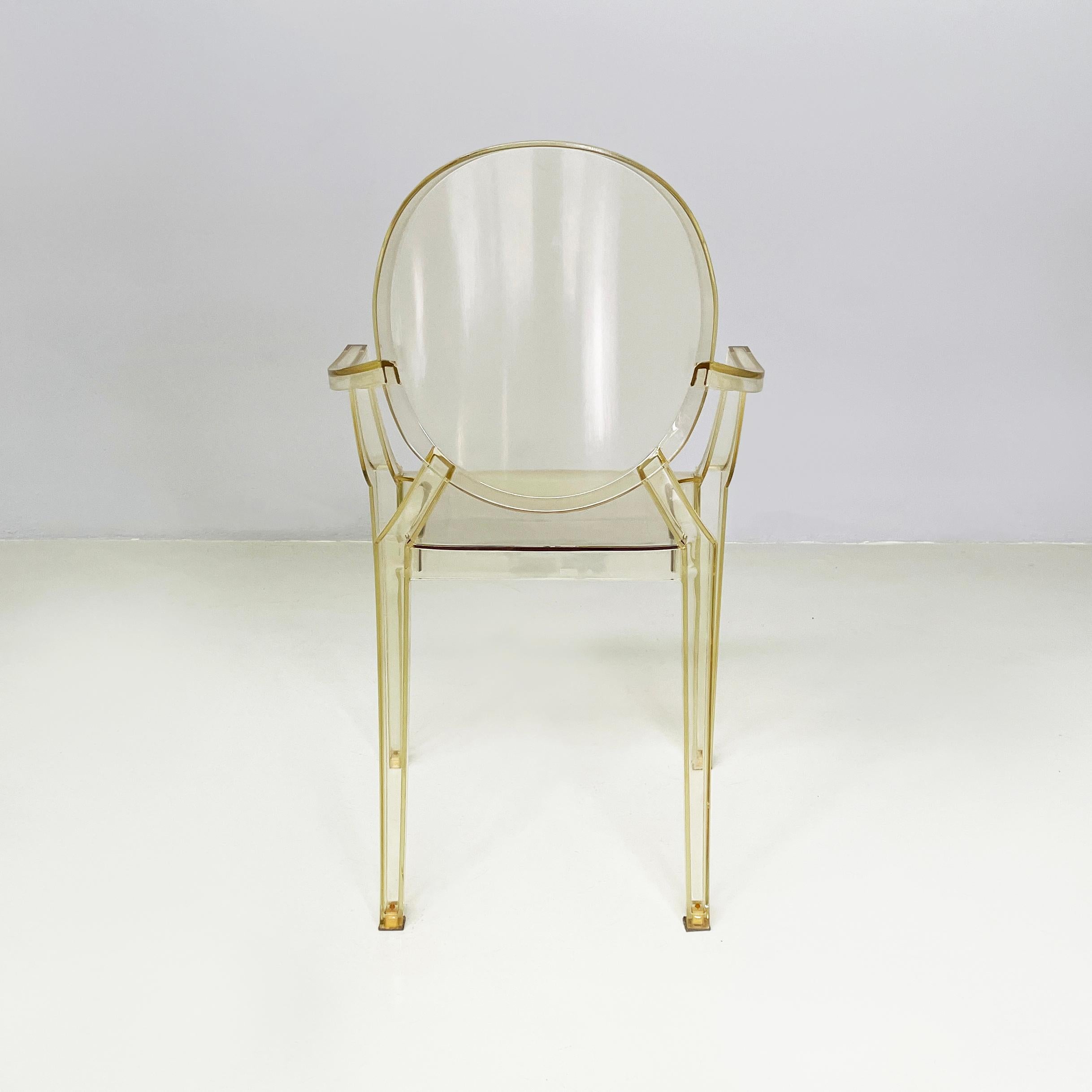 Italian modern Yellow plastic chairs Louis Ghost by Starck Kartell, 2000-2010s In Good Condition For Sale In MIlano, IT