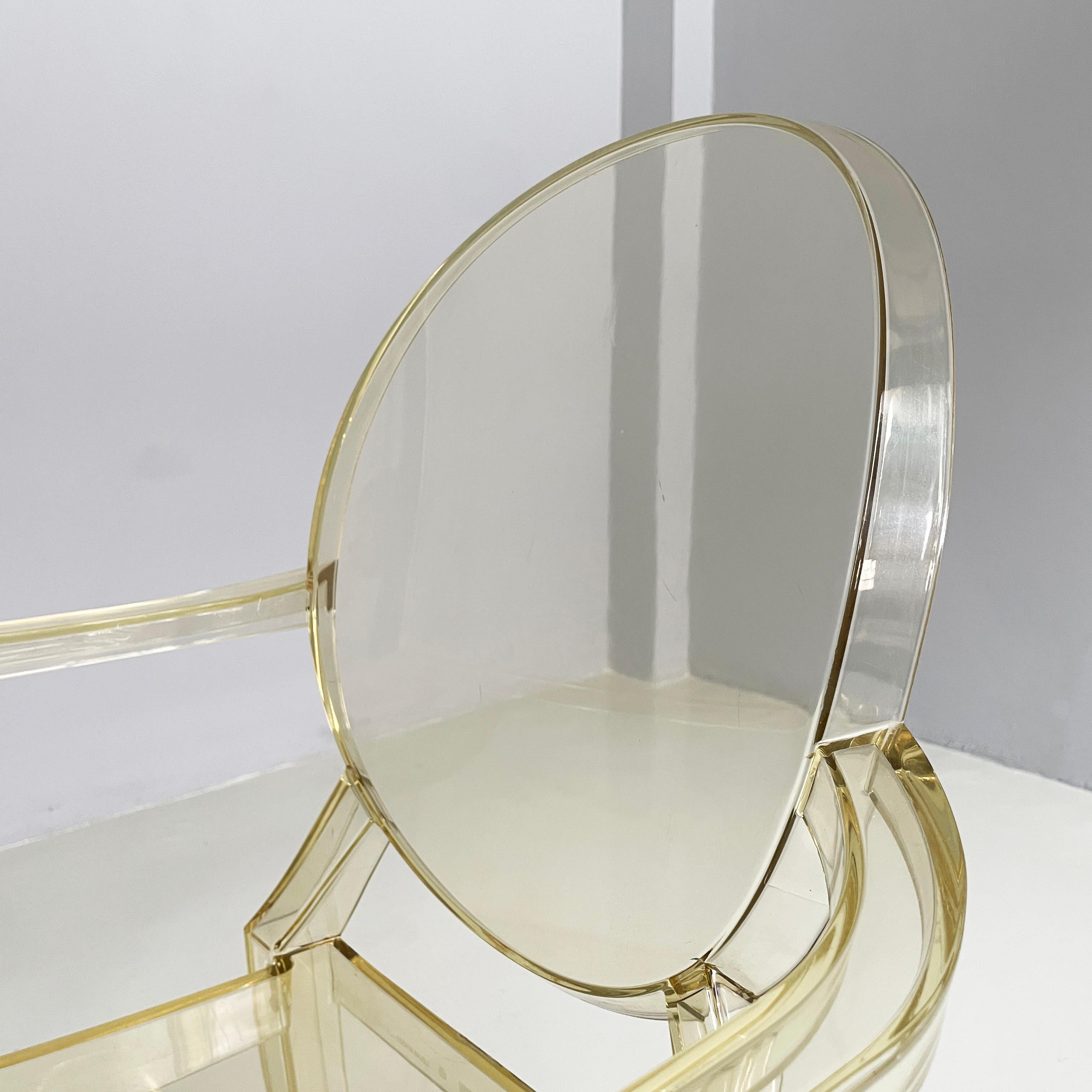 Italian modern Yellow plastic chairs Louis Ghost by Starck Kartell, 2000-2010s For Sale 1