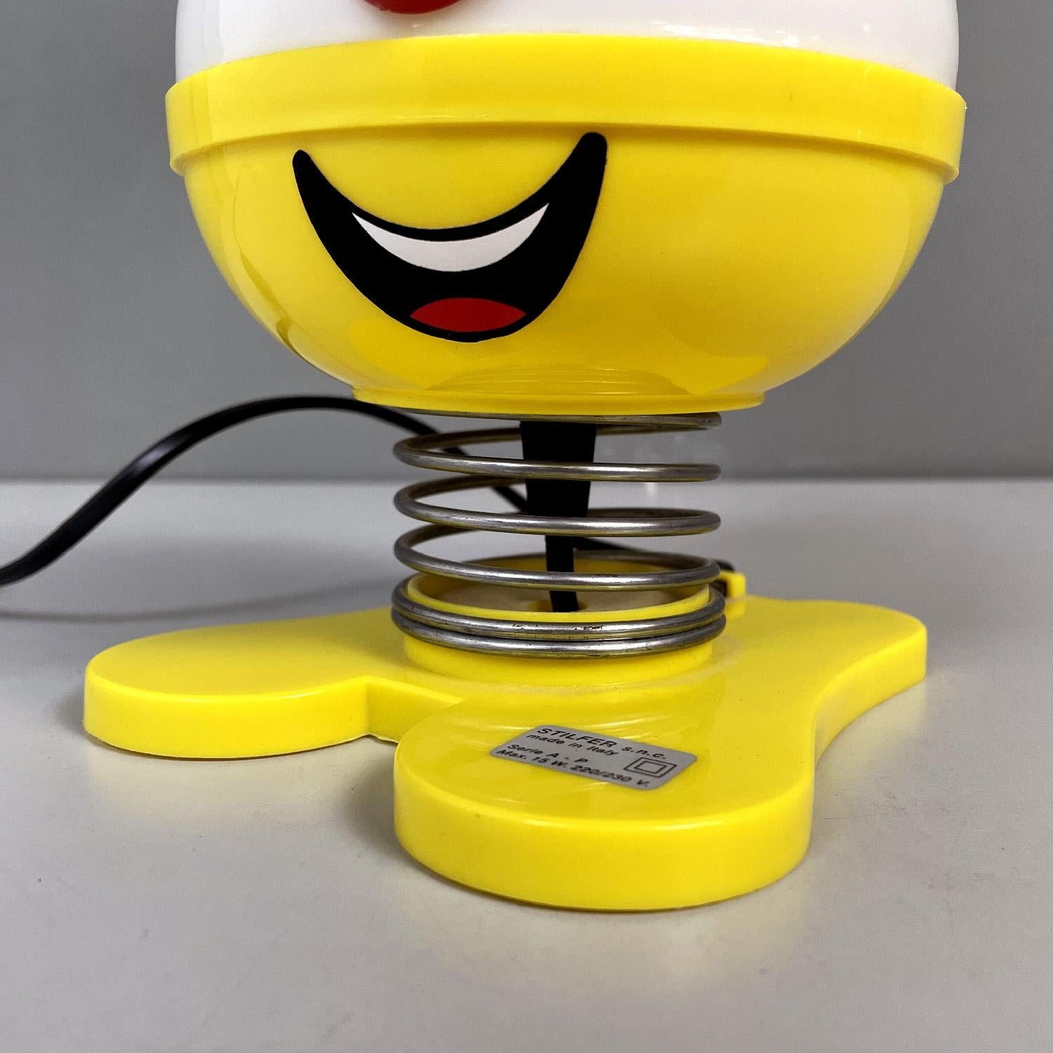 Italian modern yellow red and white table lamp Robot by Stilfer Milano, 1970s 4