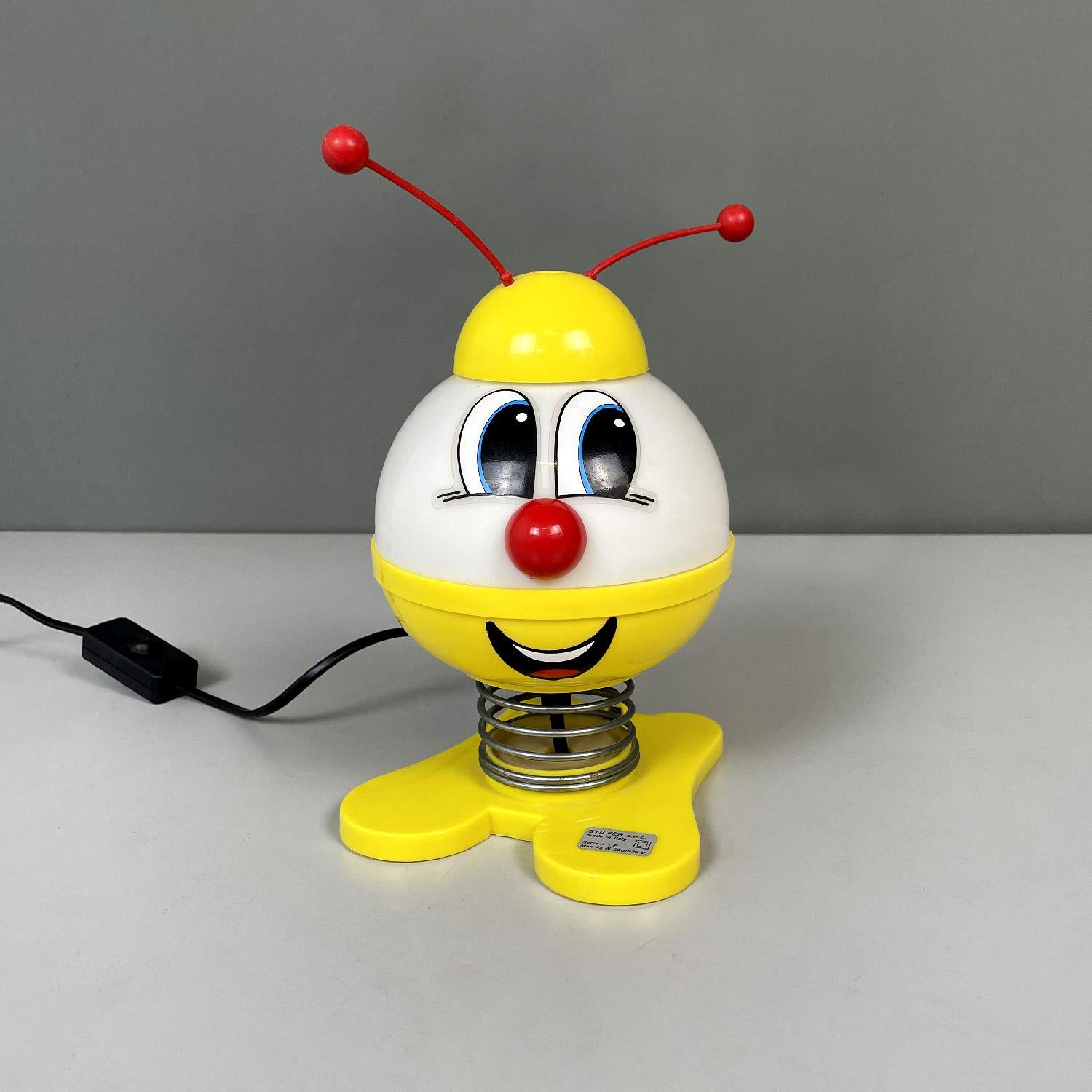 Modern Italian modern yellow red and white table lamp Robot by Stilfer Milano, 1970s