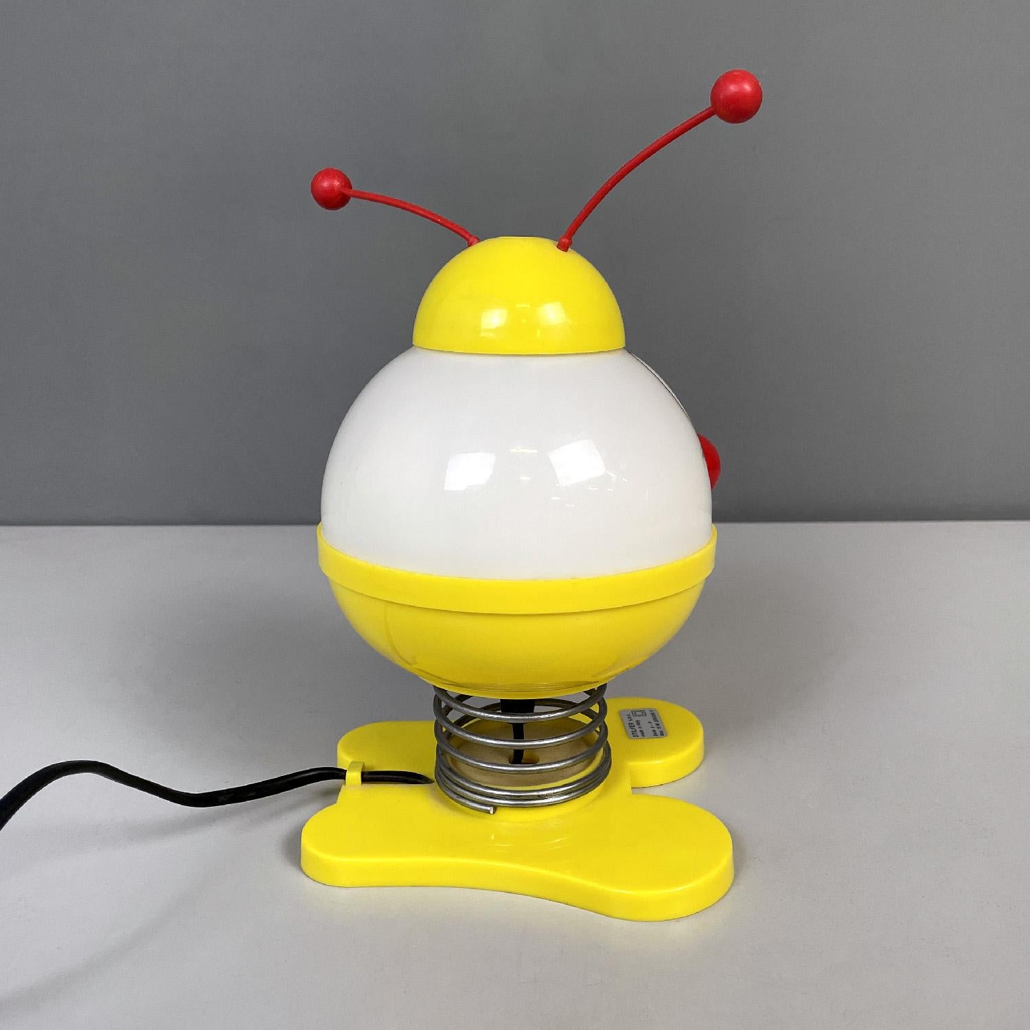 Metal Italian modern yellow red and white table lamp Robot by Stilfer Milano, 1970s