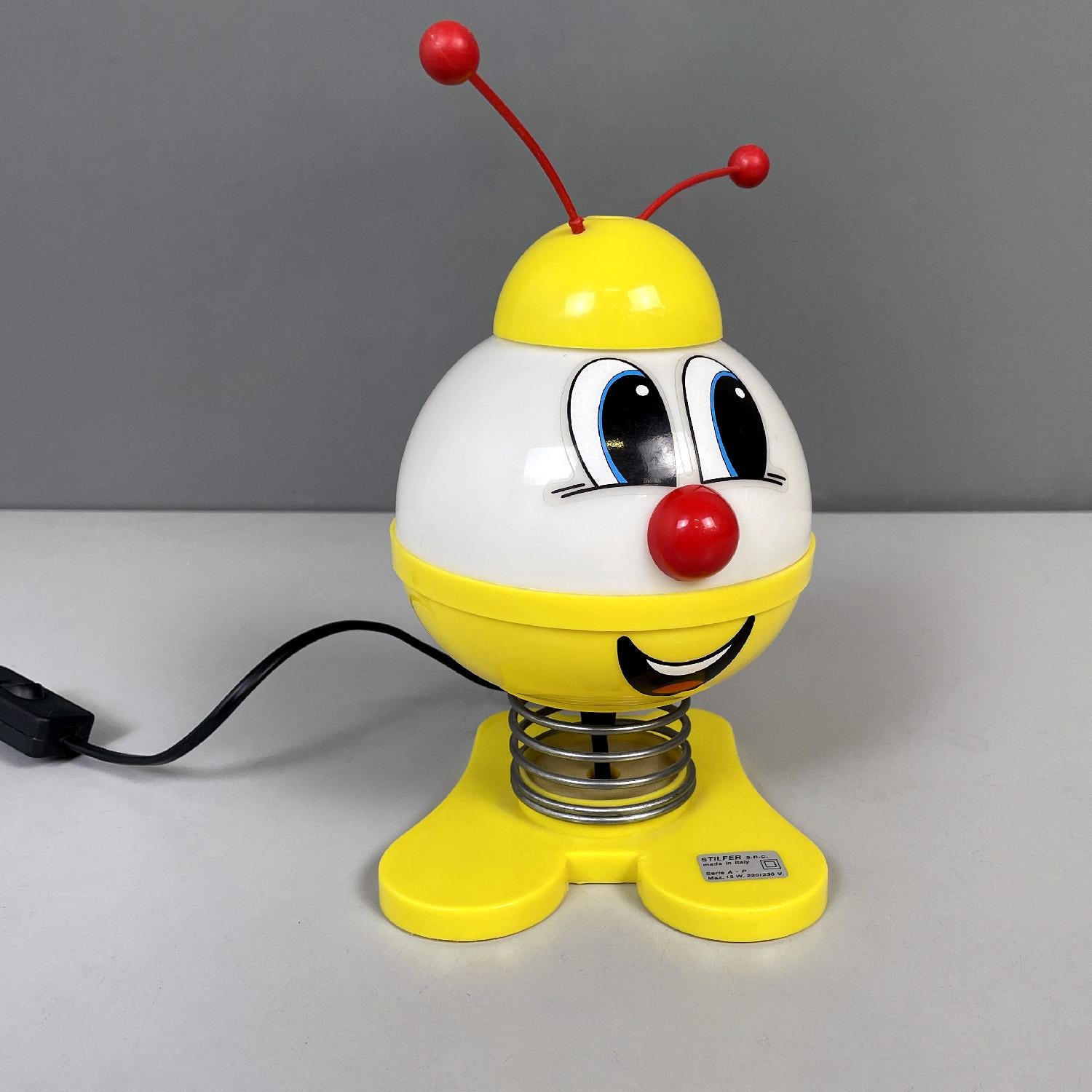 Italian modern yellow red and white table lamp Robot by Stilfer Milano, 1970s 1