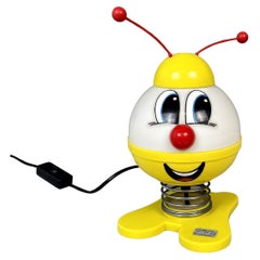 Retro Italian modern yellow red and white table lamp Robot by Stilfer Milano, 1970s