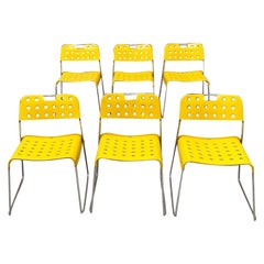 Italian Modern Yellow Steel Omstak Chairs by Rodney Kinsman for Bieffeplast 1970