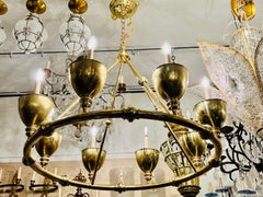 Italian Moderne Style Bronze Chandelier