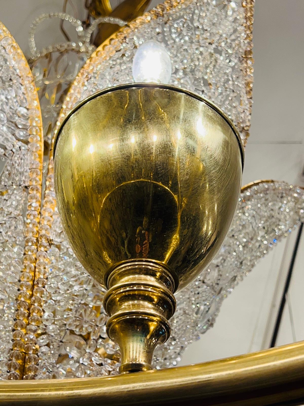 Italian Moderne Style Bronze Chandelier In Good Condition For Sale In New York, NY