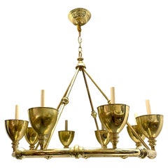 Vintage Italian Moderne Style Bronze Chandelier