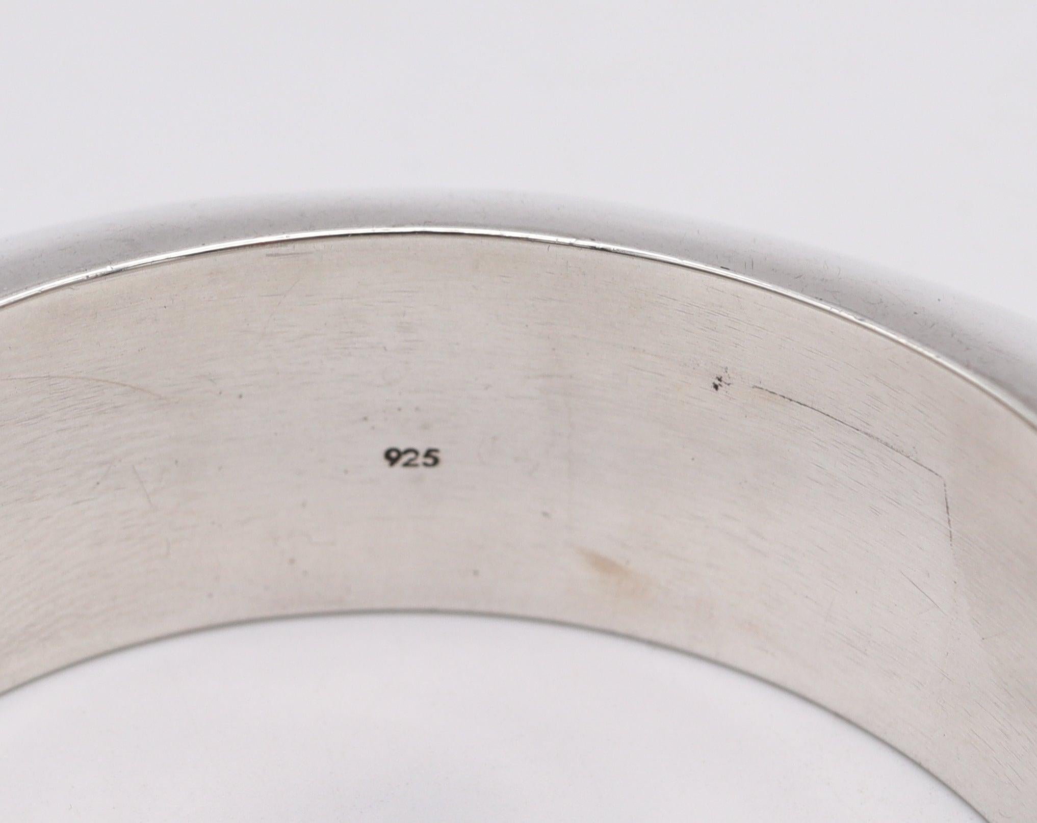 Italienische MODERNIST 1970 Geometrisches Paar kühne Armreife aus .925 Sterlingsilber, MODERNIST (Modernistisch) im Angebot