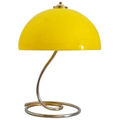 Italian Modernist Acrylic and Brass Desk Lamp, 1970s