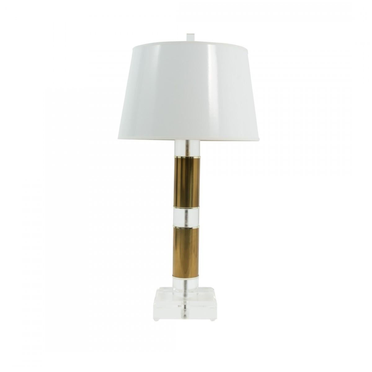 Mid-Century Modern Italian Modernist Acrylic and Brass Table Lamp