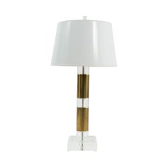 Italian Modernist Acrylic and Brass Table Lamp