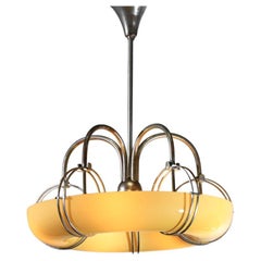 Lustre à suspension en verre art déco moderniste italien original des années 1940