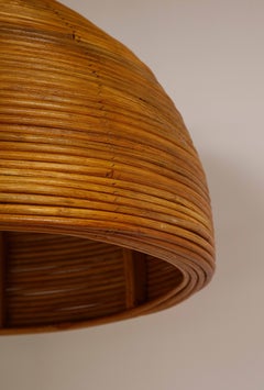 Italian Modernist Bamboo and Brass Chandelier/Pendant, Italy 1970's