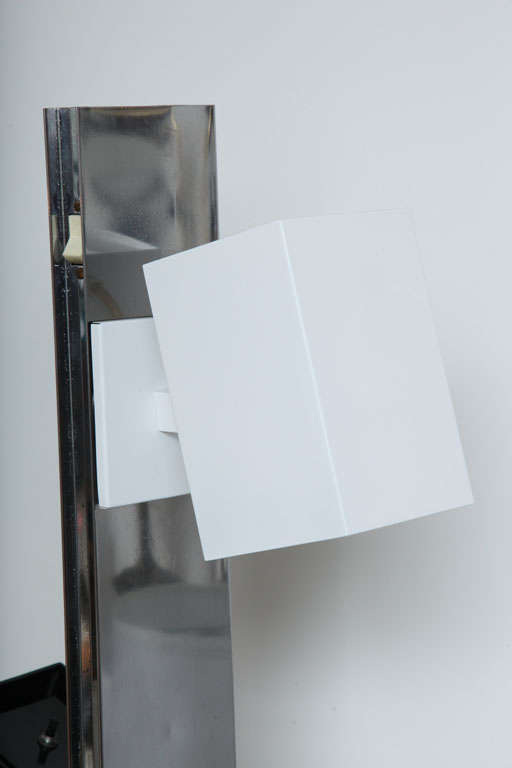 Polished Italian Modernist Black and White Floor Lamp