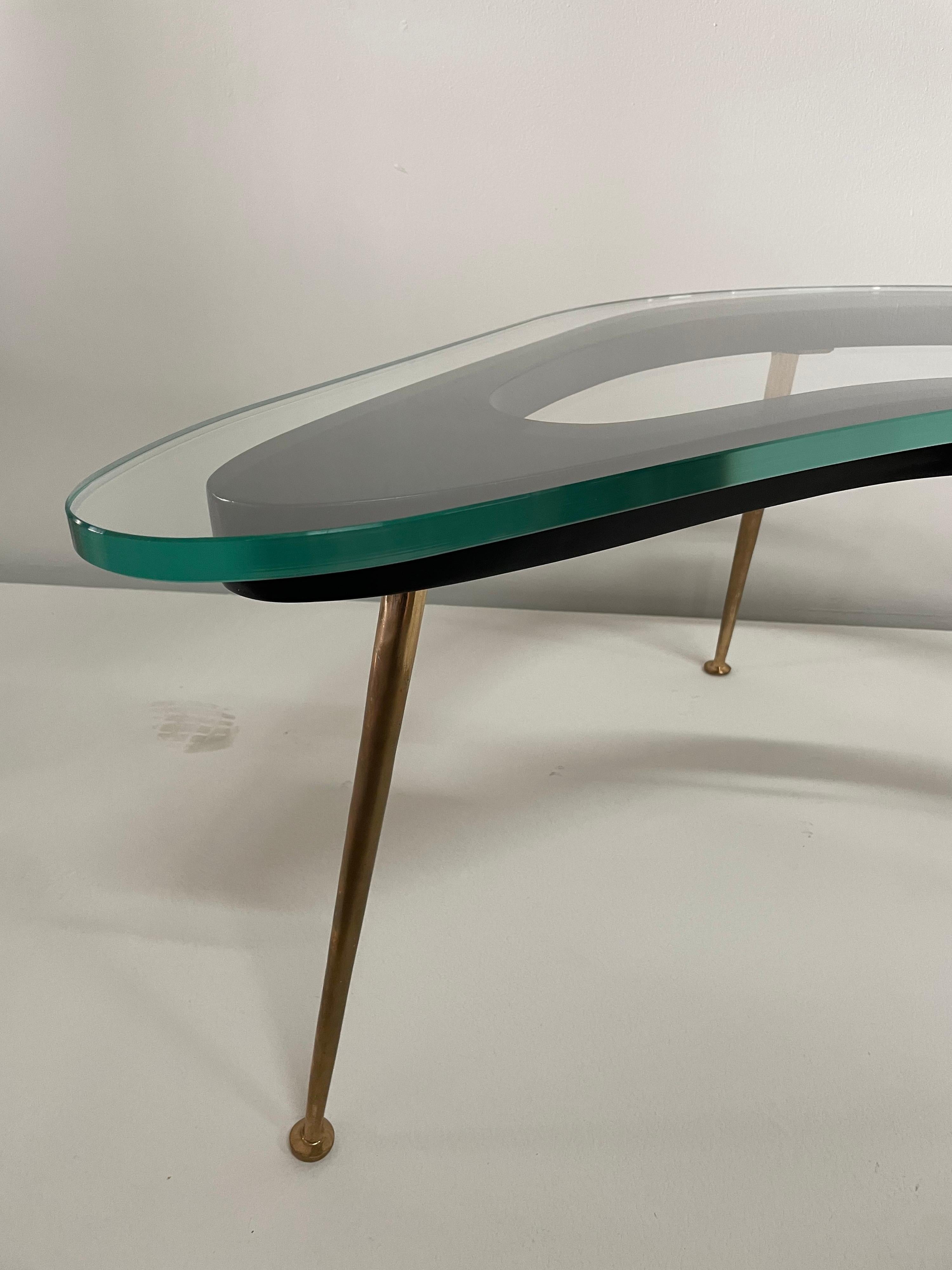 Wood Italian Modernist Boomerang Style Cocktail Table For Sale
